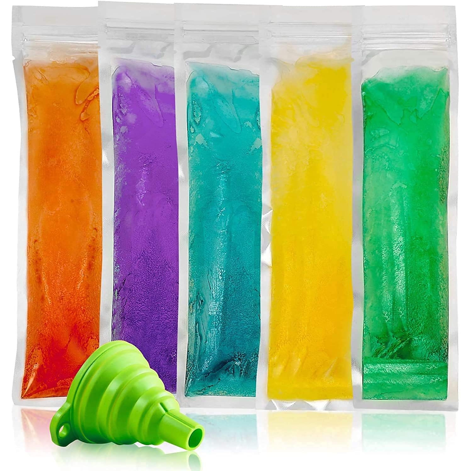 Popsicle Bags with Funnel - 125 Pcs Disposable Otter Freeze Pop Molds, Zip Sealed Popsicle Pouches Bags for Diy Frozen Treats - Create Healthy