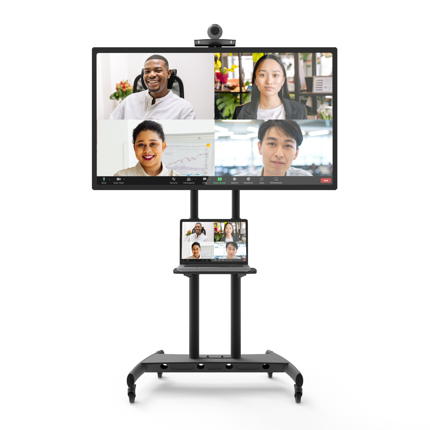 Kanto – Meuble à roulettes pour téléviseur à hauteur réglable MTM86PL pour téléviseurs de 55 à 86 po et présentoirs interactifs