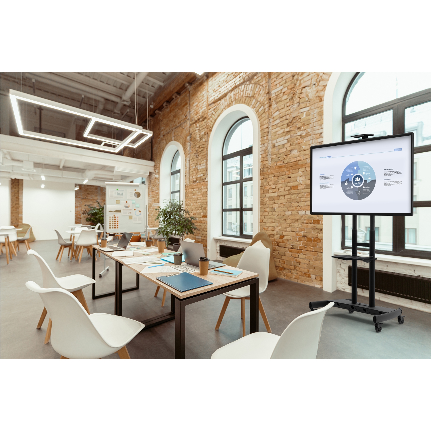 Kanto – Meuble à roulettes pour téléviseur à hauteur réglable MTM86PL pour téléviseurs de 55 à 86 po et présentoirs interactifs