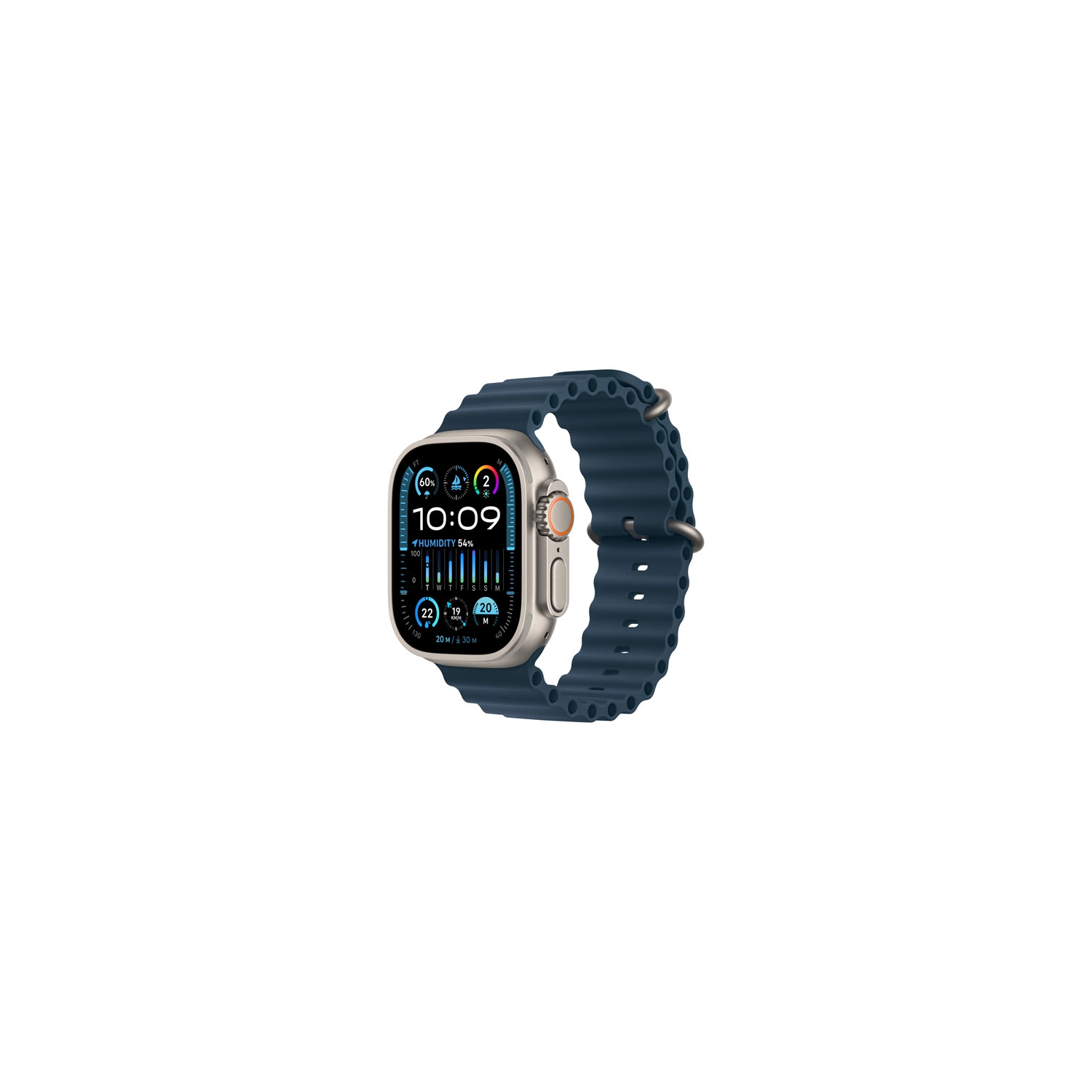 Refurbished (Excellent) - Apple Watch Ultra 2 (GPS + Cellular) 49mm Titanium Case with Blue Ocean Band