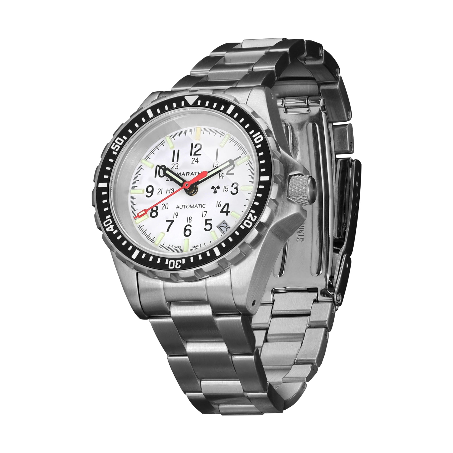 MARATHON- Arctic Edition Medium Diver's Automatic with Stainless Steel Bracelet with Duvdevan Leaf Clasp 36mm