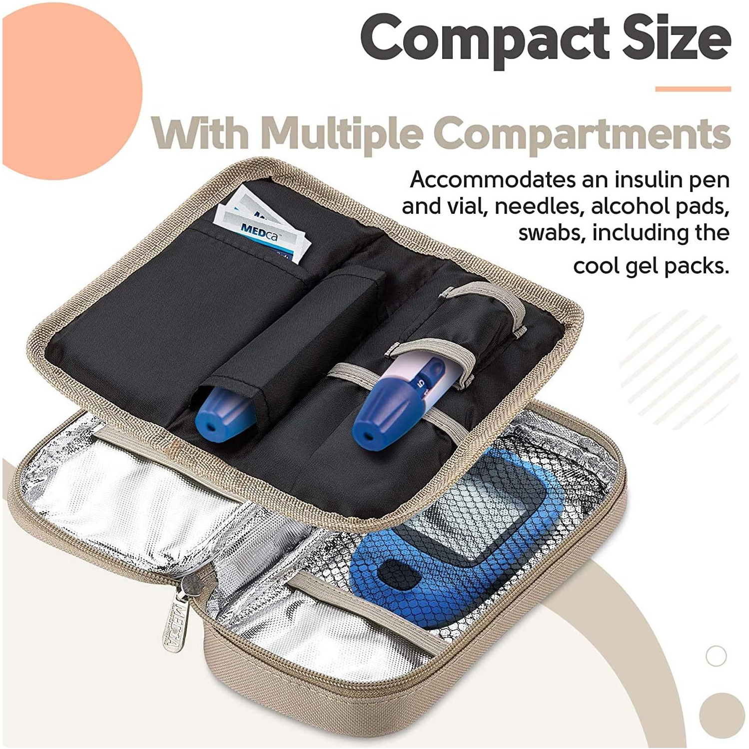 Insulin Cooler Travel Cases - Insulated Portable Diabetic Pouches with 4 Gel Ice Packs Reusable Lightweight & Durable Organizer Bag for Medications