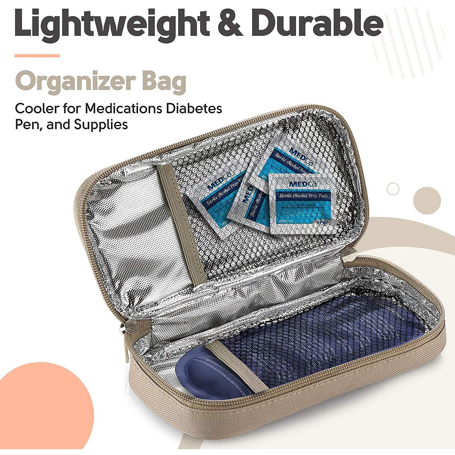 Insulin Cooler Travel Cases - Insulated Portable Diabetic Pouches with 4 Gel Ice Packs Reusable Lightweight & Durable Organizer Bag for Medications