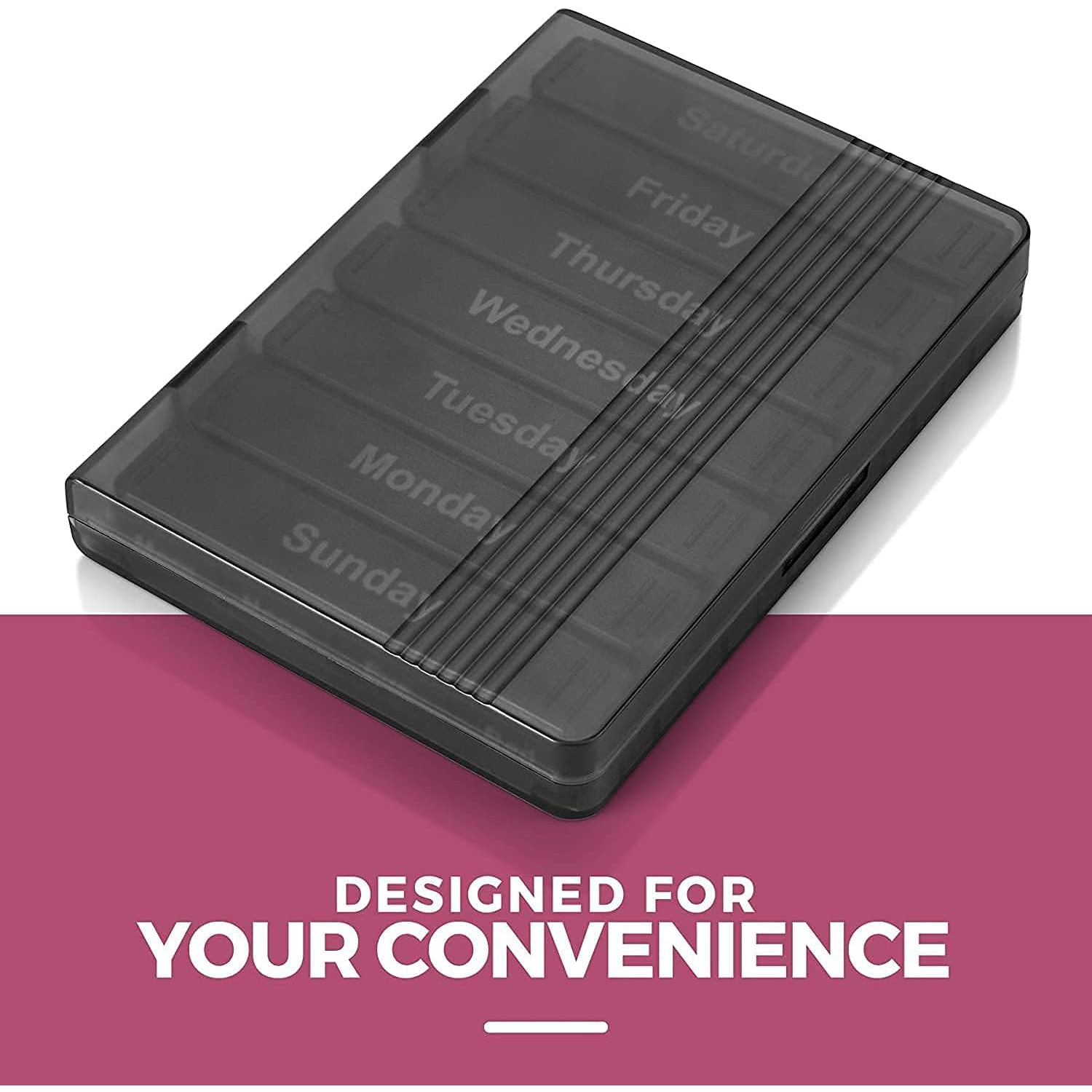 Weekly Pill Organizers - Pack of 2-7-Day Pill Cases w/Removable Daily 4 Times-a-Day Pill Cases, Large AM/PM Medicine Pill Box for Pills Vitamins Easy