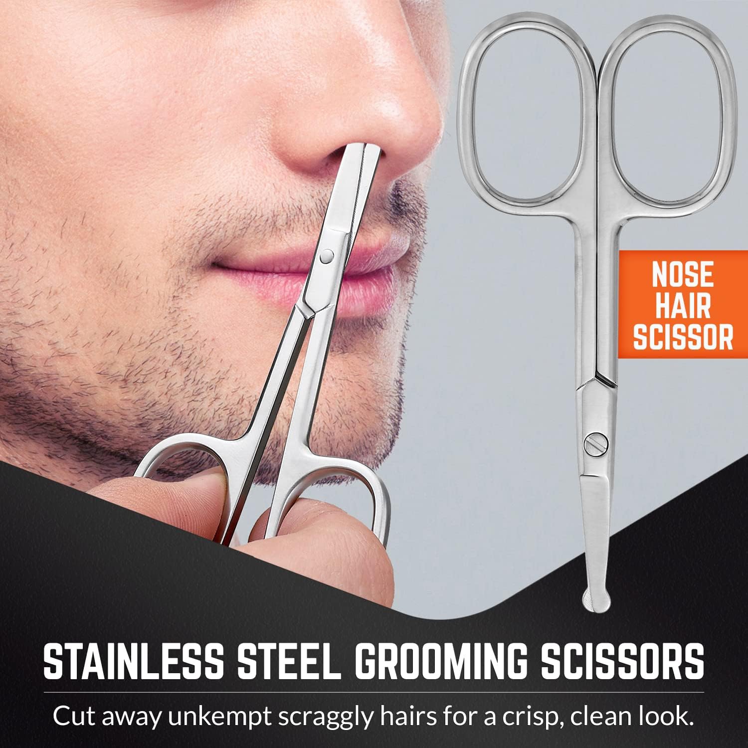 Stainless Steel Grooming Scissors - Eyebrow Scissor, Beard & Mustache Trimming Set Small Curved & Rounded Tip Facial Hair Trimmer Kit for a Much