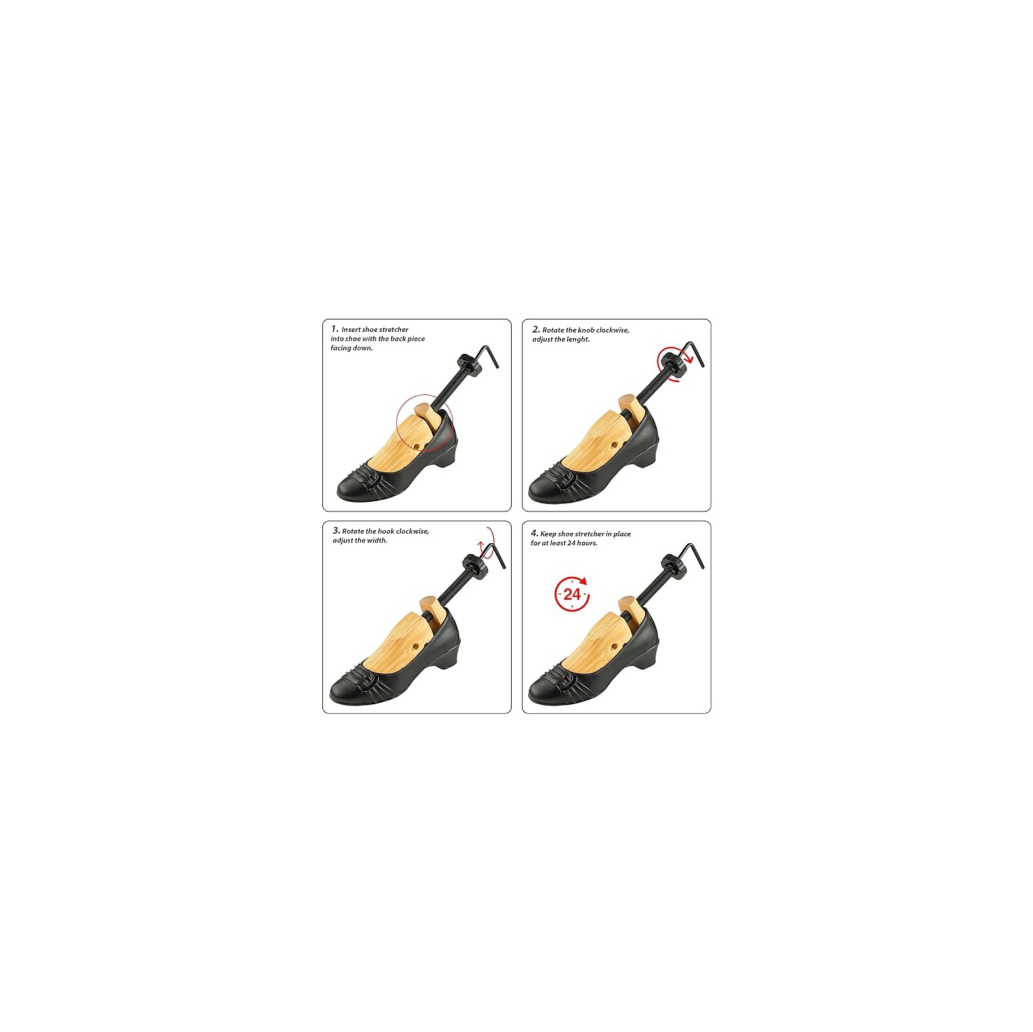 Professional 2-Way Wooden Shoe Stretcher, Deluxe Wooden Shoe Tree for Men or Women, Size Large, 1 Pair