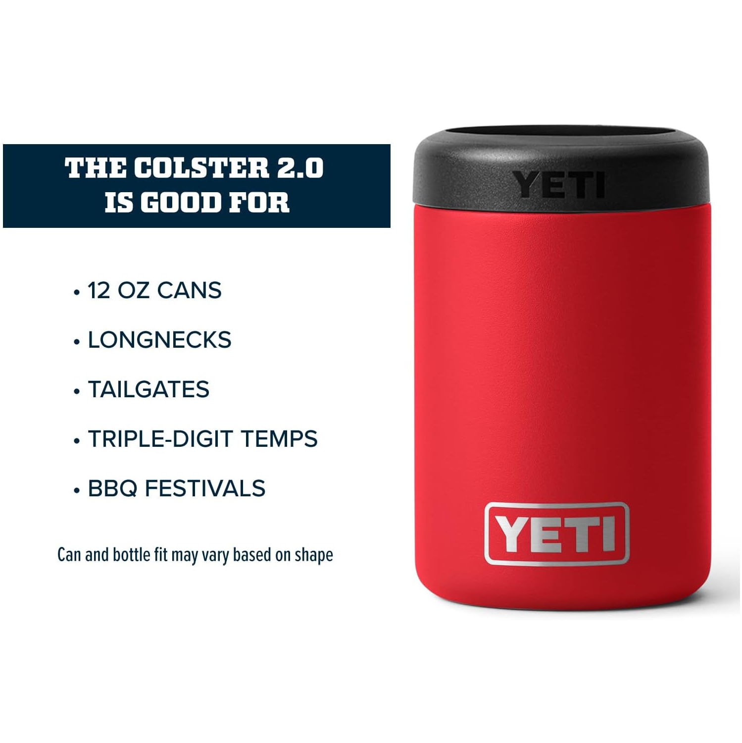 YETI Rambler 12 oz. Colster Can Insulator for Standard Size Cans, Rescue Red