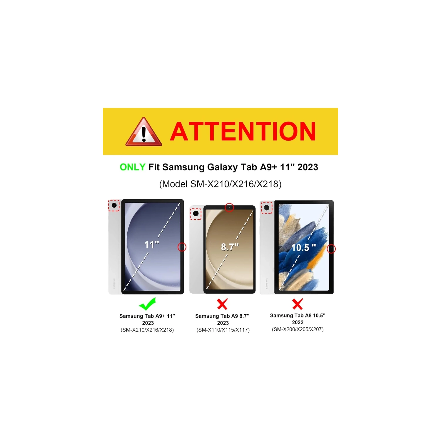 Samsung Galaxy Tab A9 Plus / A9+ 11 Inch 2023 Keyboard Case | Slim Lightweight Stand Cover with Detachable Wireless Bluetooth Keyboard -