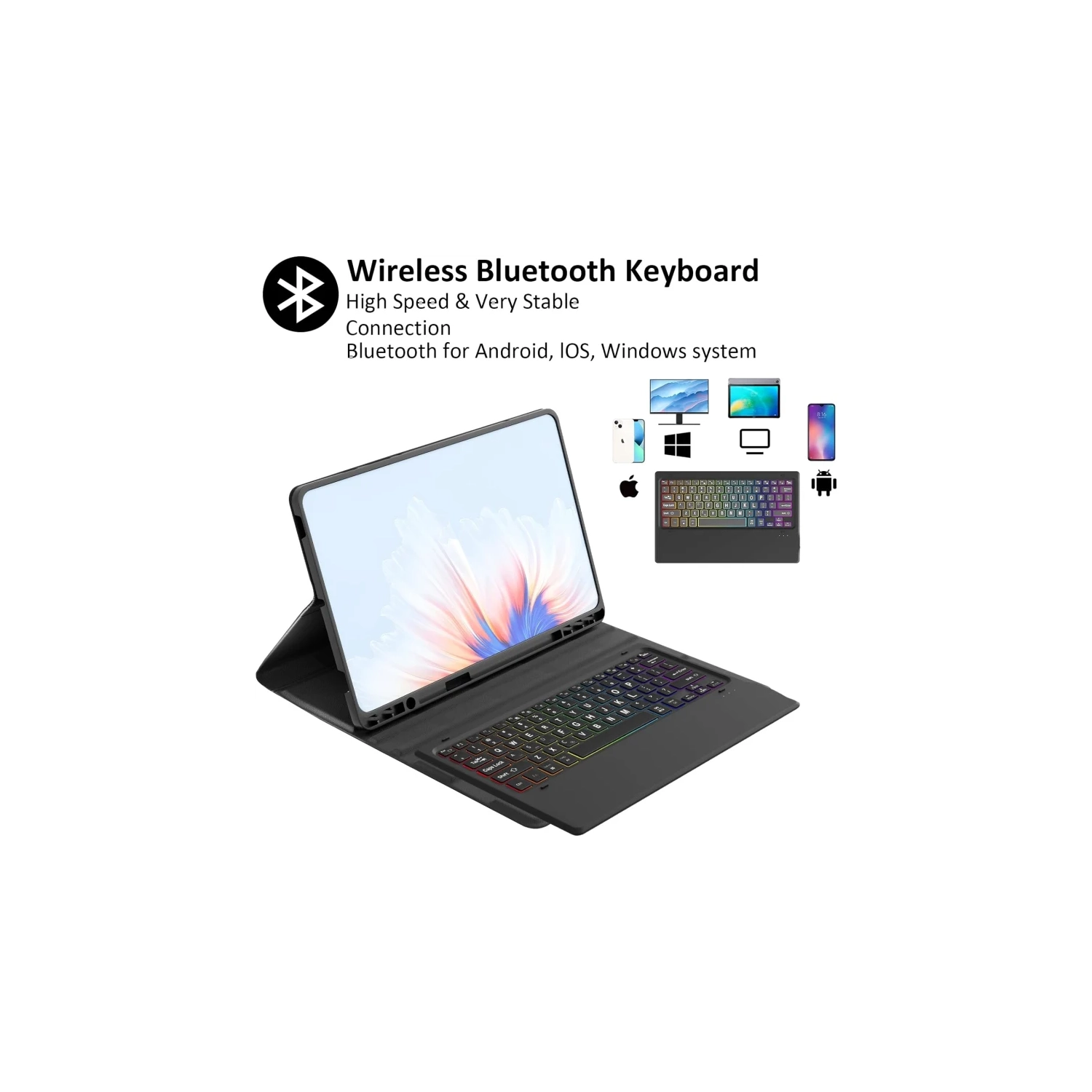 Étui-clavier Gener pour Samsung Galaxy Tab S10 plus/Tab S9 plus 12,4&nbsp;po | clavier sans fil amovible rétroéclairé Bluetooth avec porte-stylet -