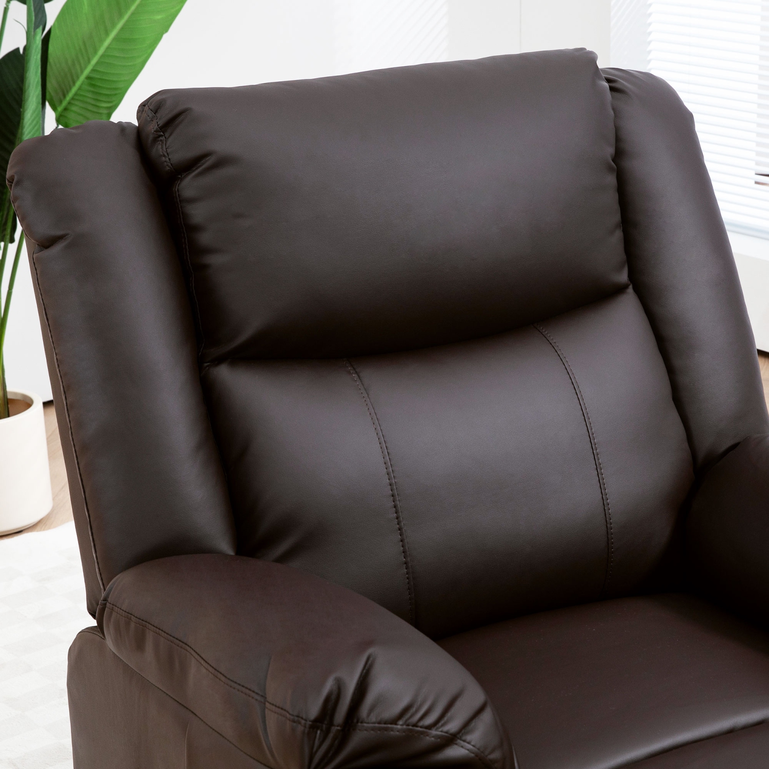 HOMCOM – Fauteuil inclinable pour salon, canapé inclinable simple en similicuir pu, fauteuil inclinable manuel avec repose-pieds, rembourrage épais
