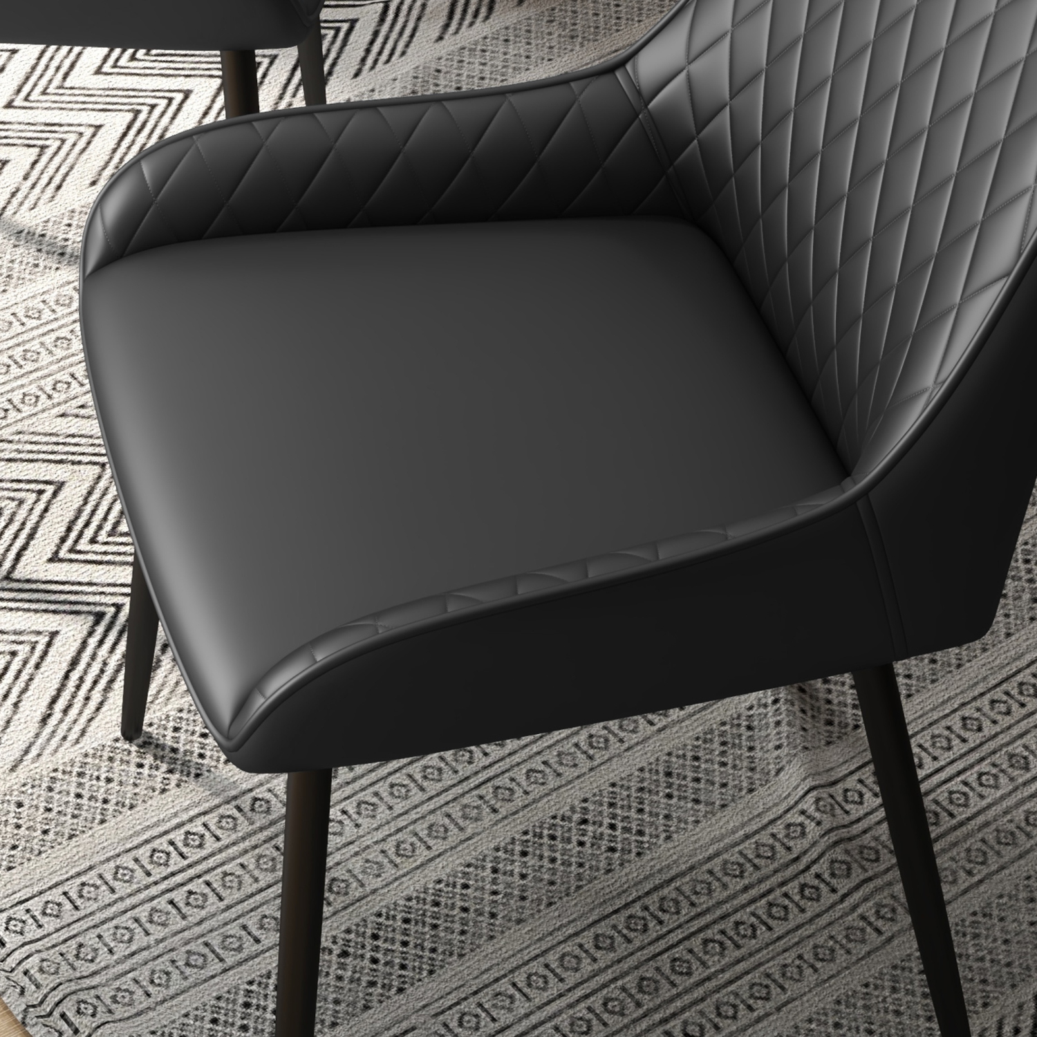 Ensemble de 4 chaises de salle à manger modernes de HOMCOM, chaises de cuisine recouvertes de cuir PU avec capitonnage en losange et pattes en acier