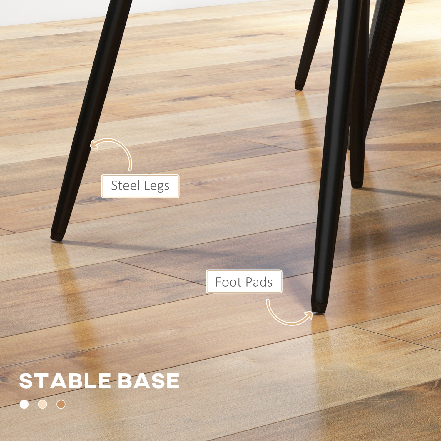 Ensemble de 4 chaises de salle à manger modernes de HOMCOM, chaises de cuisine recouvertes de cuir PU avec capitonnage en losange et pattes en acier