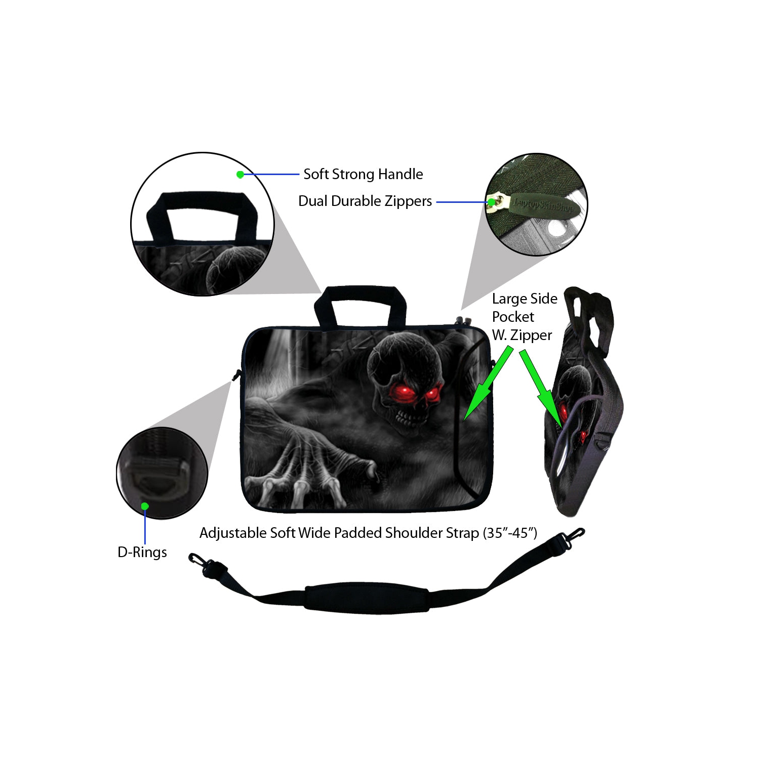 Sac à portable LSS 15,6&nbsp;po avec pochette latérale supplémentaire, poignée de transport souple et bandoulière amovible pour 14 po 15 po 15,4 po