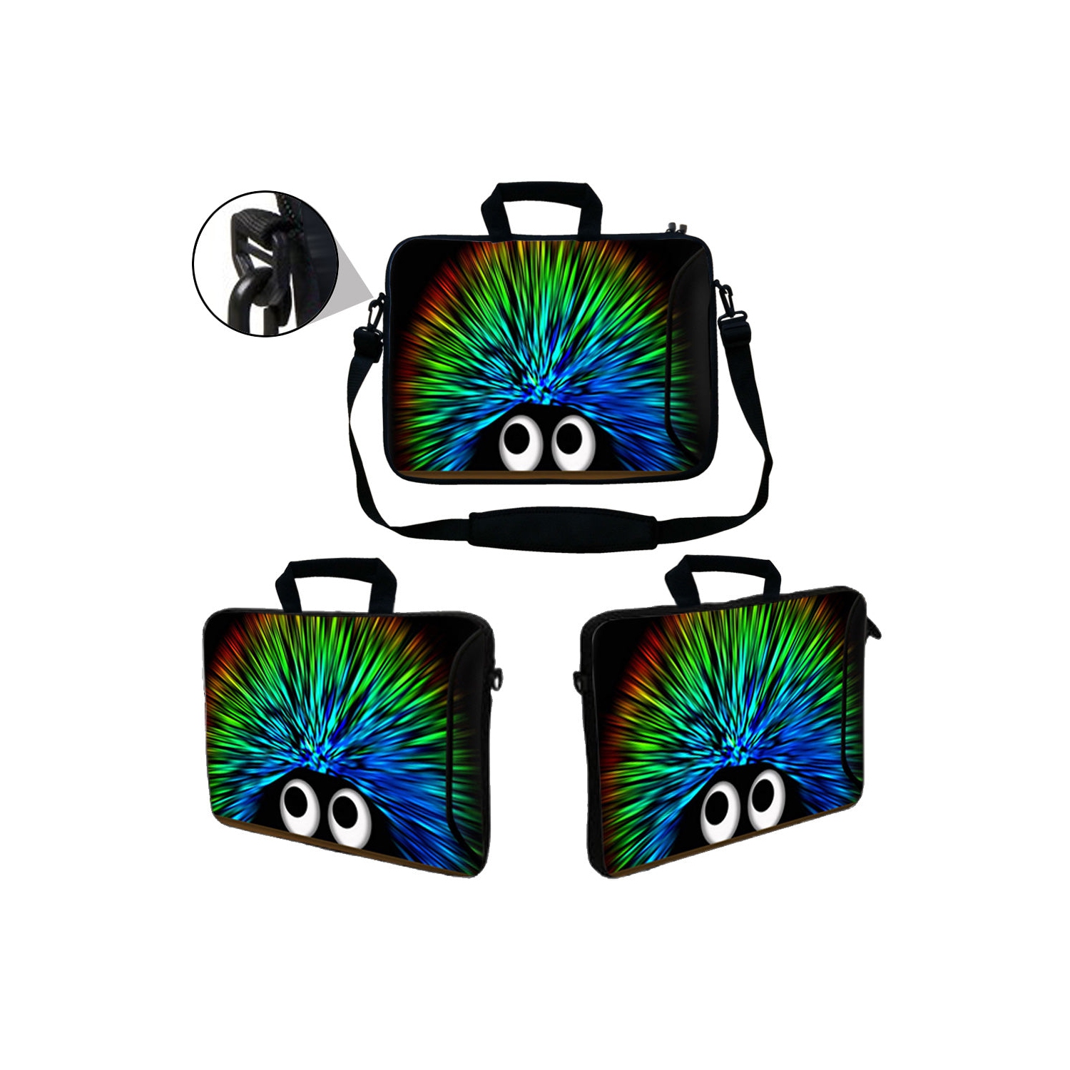 LSS 17.4 inch Laptop Sleeve Bag Notebook with Extra Side Pocket, Soft Carrying Handle & Removable Shoulder Strap for 16" 17" 17.3" 17.4" - Hedgehog