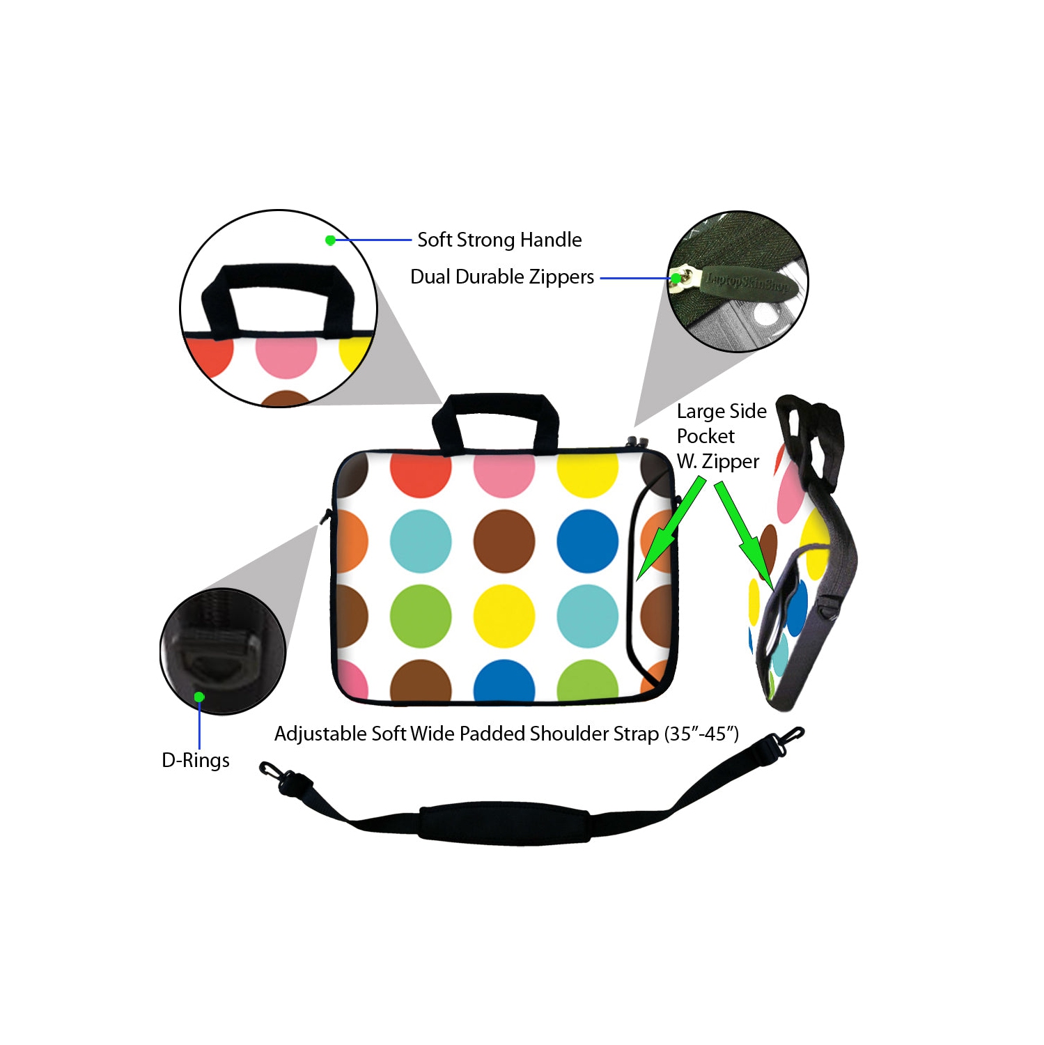 LSS 17,4&nbsp;po – Sac pour ordinateur portatif avec pochette latérale supplémentaire, poignée de transport souple et bandoulière amovible pour 16 po