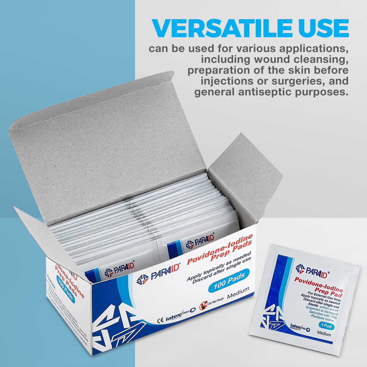 Tampons de préparation à l'iode – tampons de solution de préparation à l'iode, tampons d'iode 10 % Povidone pour premiers soins individuels jetables