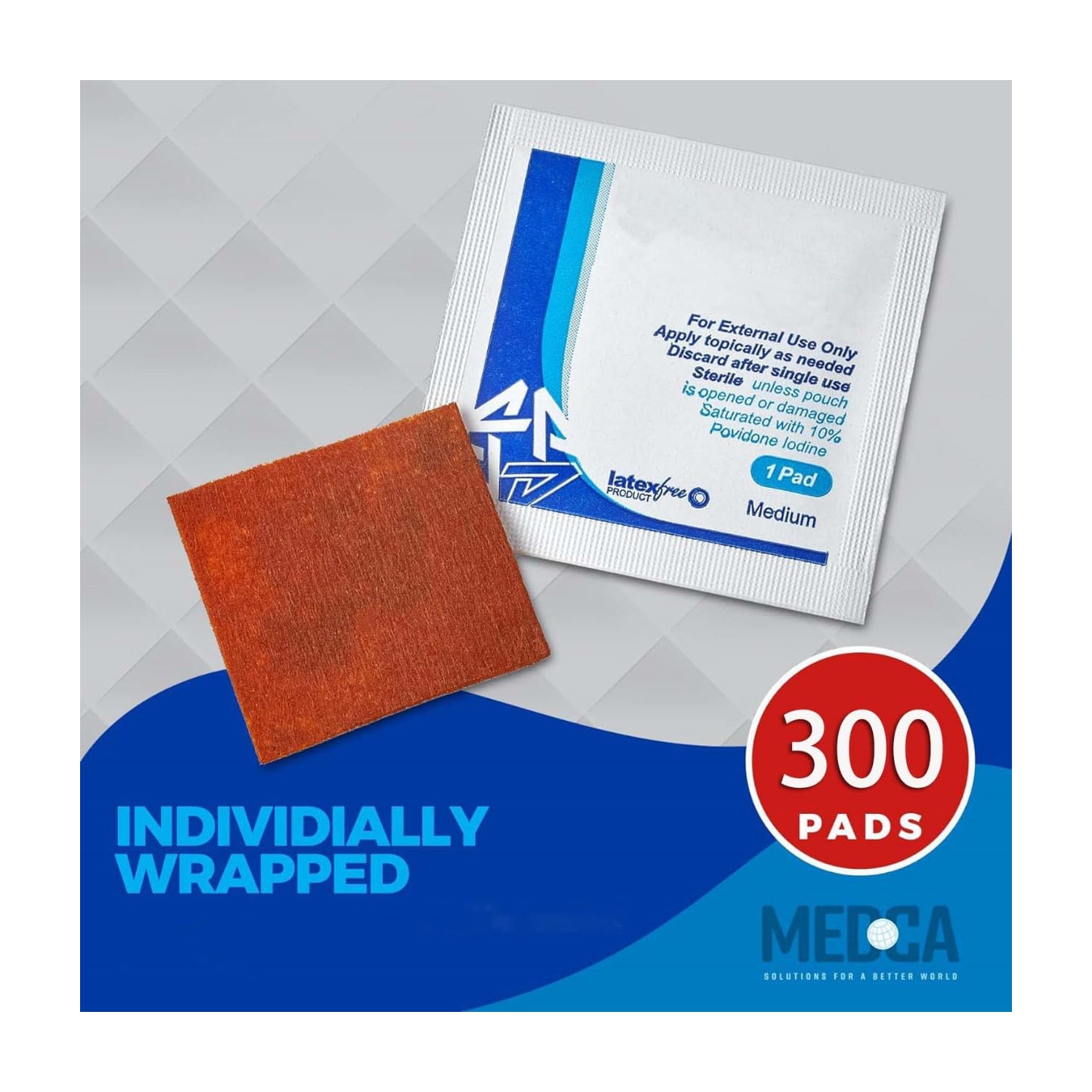 Iodine Prep Pads - Iodine Prep Solution Pads, 10% Povidone Iodine Swabs for Individual Disposable Cotton First Aid