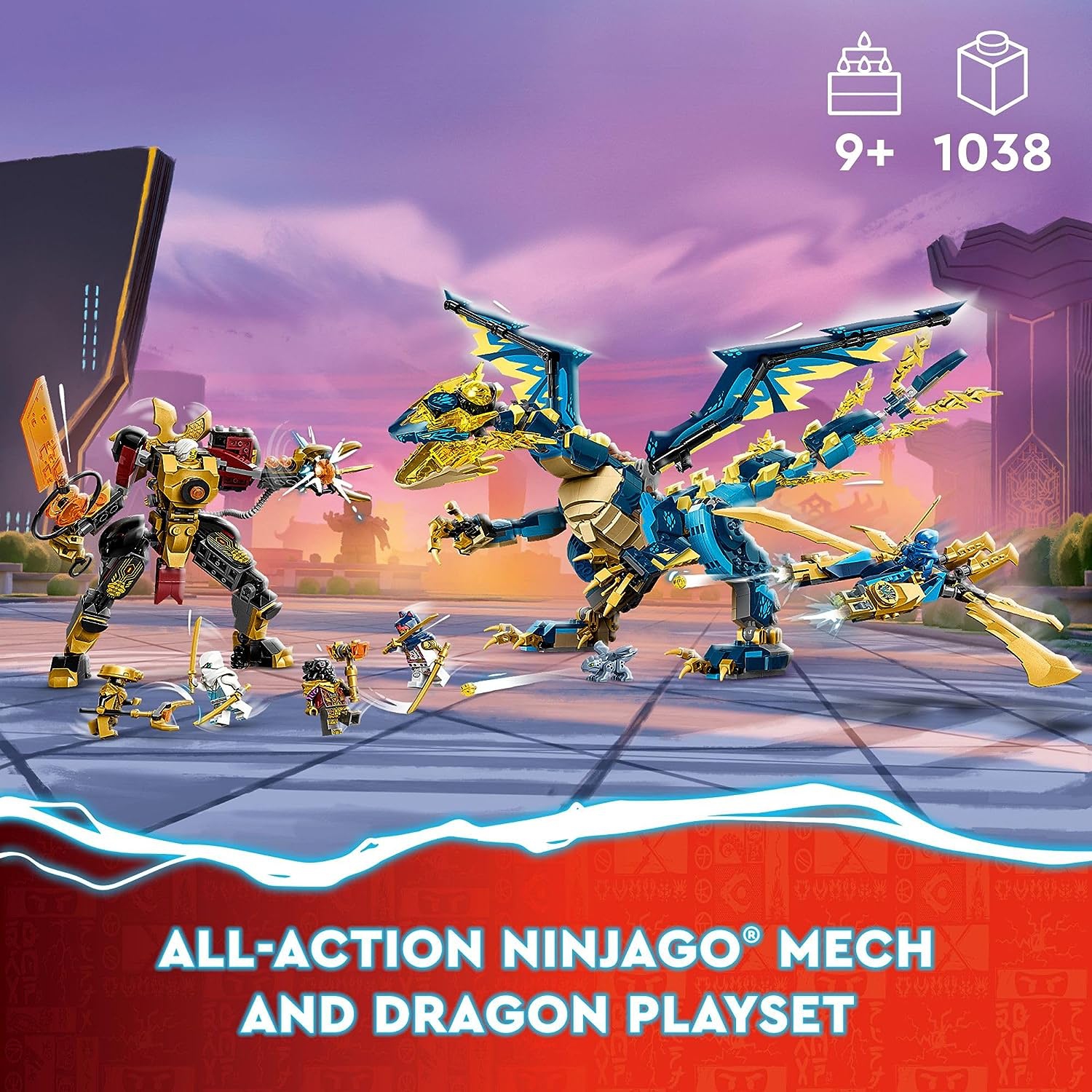 LEGO NINJAGO Elemental Dragon vs. The Empress Mech 71796 Building Toy Set, Features a Dragon, Mech, Ninja Flyer and 6 Minifigures, Gift for Boys and