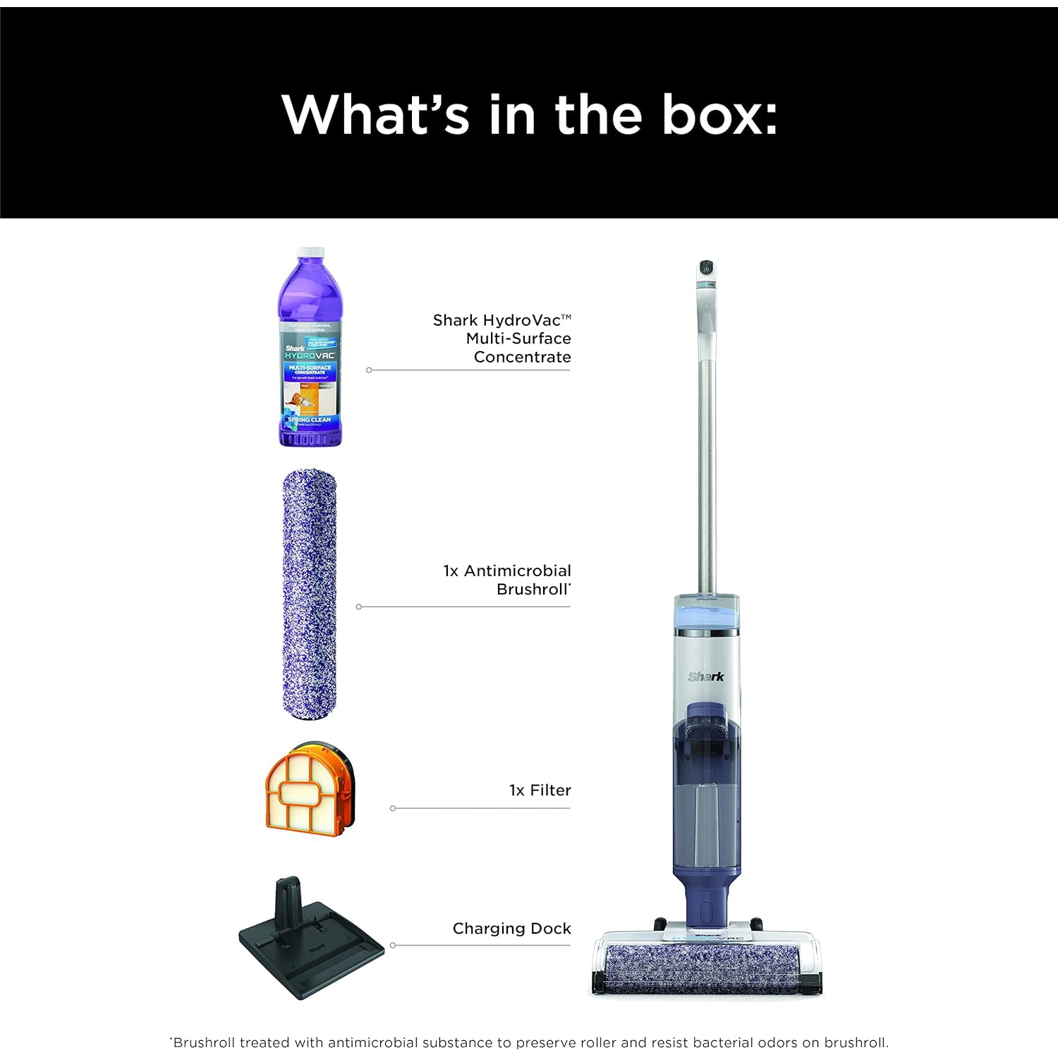 Shark WD200C HydroVac Cordless Pro 3-in-1 Vacuum, mop and self-Cleaning System with Antimicrobial brushroll* and Odour Neutralizer Technology for