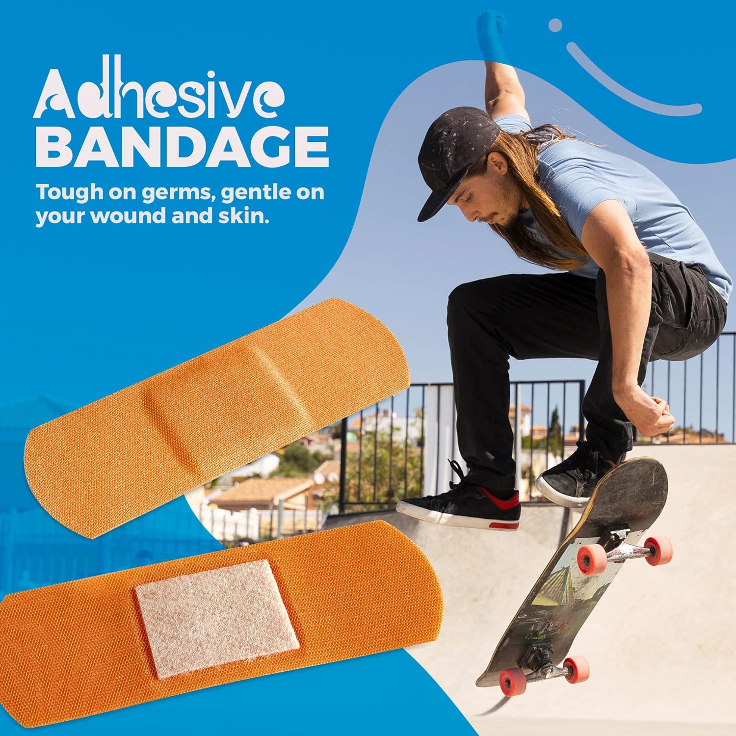 Flexible Fabric Bandages - Flex Fabric Adhesive Bandages Finger-Tip Bandages Knuckles and Thumb Bandages for Finger Care and to Protect Wounds from