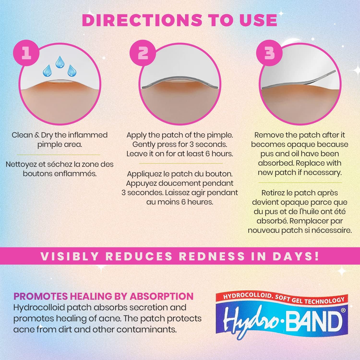 Acne Patch - Pimple Spot Treatment Hydrocolloid Bandages Absorbing Zit Cover Dots, Heart and Star Shapes by Medca