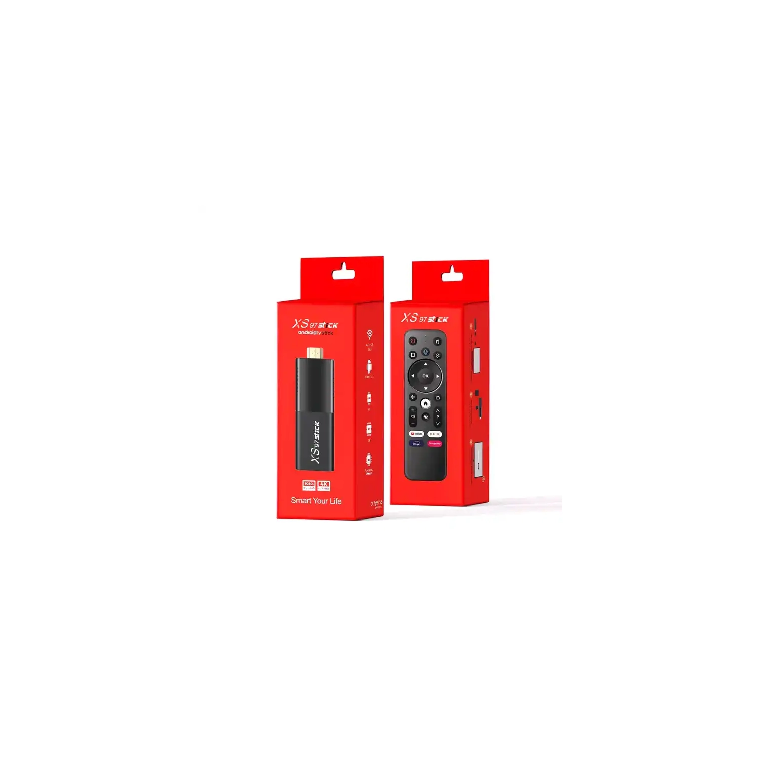 XS97 4k Mini TV Stick - Dongle 5G, Wifi, Bluetooth Voice Remote Control, 2GB/16GB, Android 10