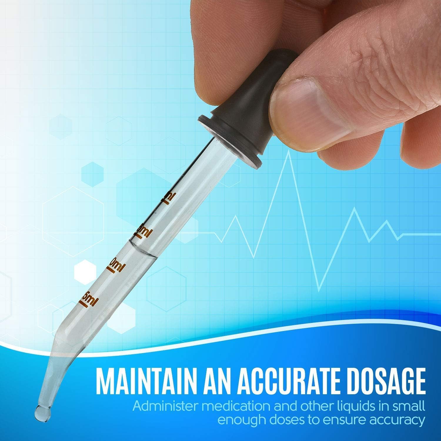 Eye Dropper - Bent & Straight Tip Calibrated Glass Medicine Droppers for Medications or Essential Oils Pipette Dropper for Accurate Easy Dose and