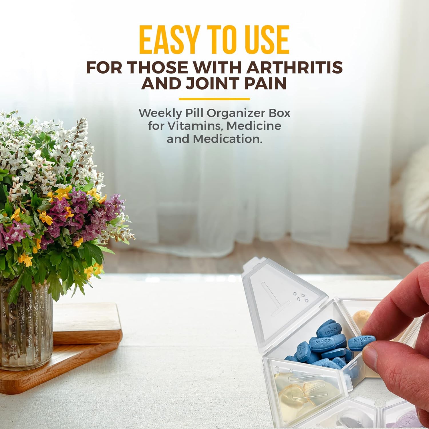 Medca Weekly Pill Organizer Clear 7-Sided Pill Reminder, Round Shaped, Pack of 4