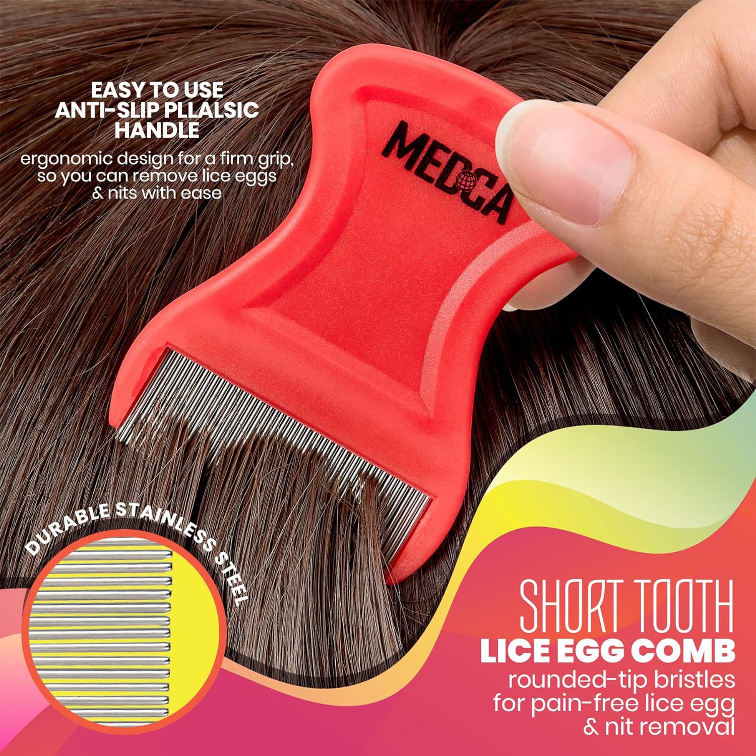 Premium 5 Piece Lice Kit - Nit Removal Fine Tooth Comb and Magnifier Full Treatment Set - Louse and Nit Combs Removes Eggs with Rounded Tips for