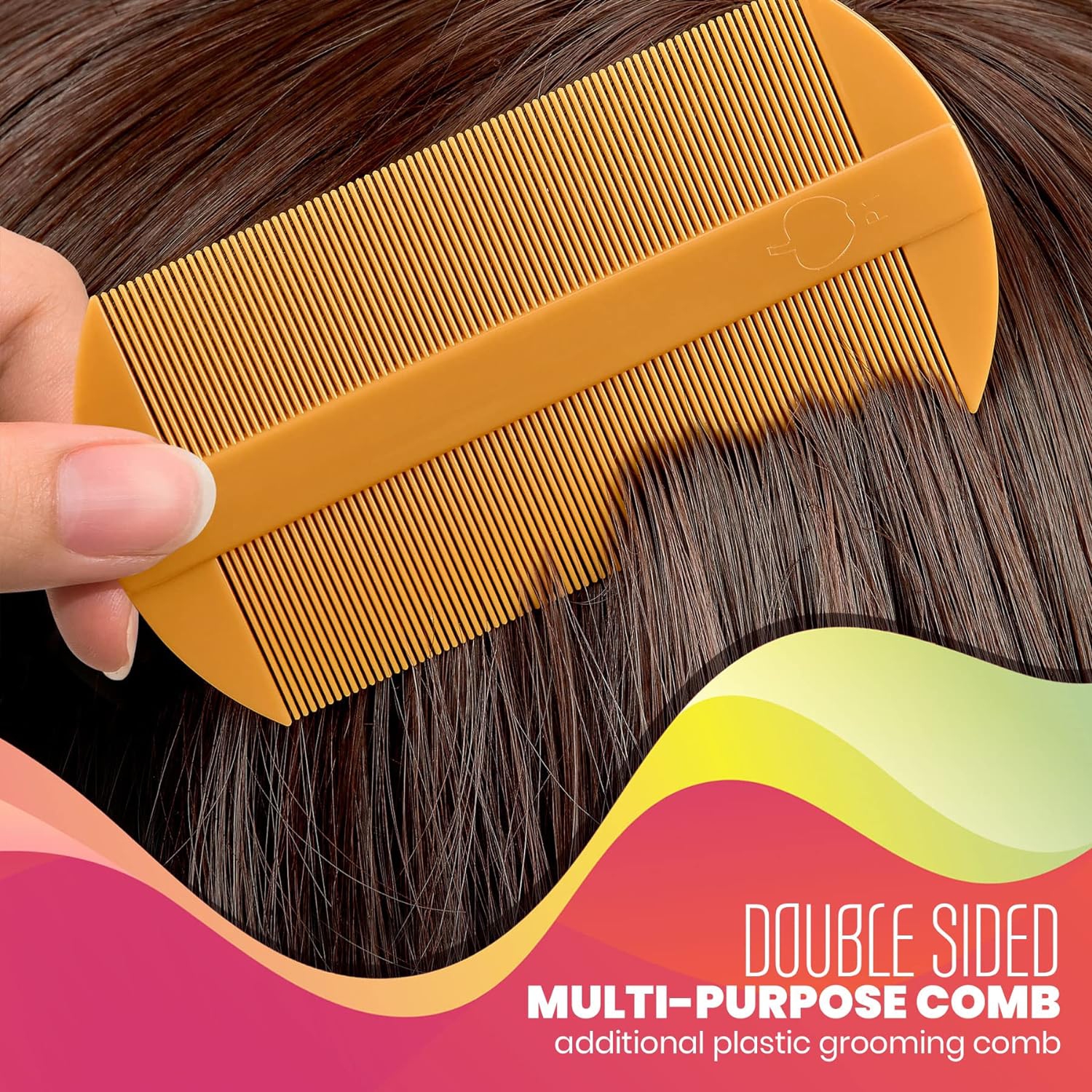 Premium 5 Piece Lice Kit - Nit Removal Fine Tooth Comb and Magnifier Full Treatment Set - Louse and Nit Combs Removes Eggs with Rounded Tips for