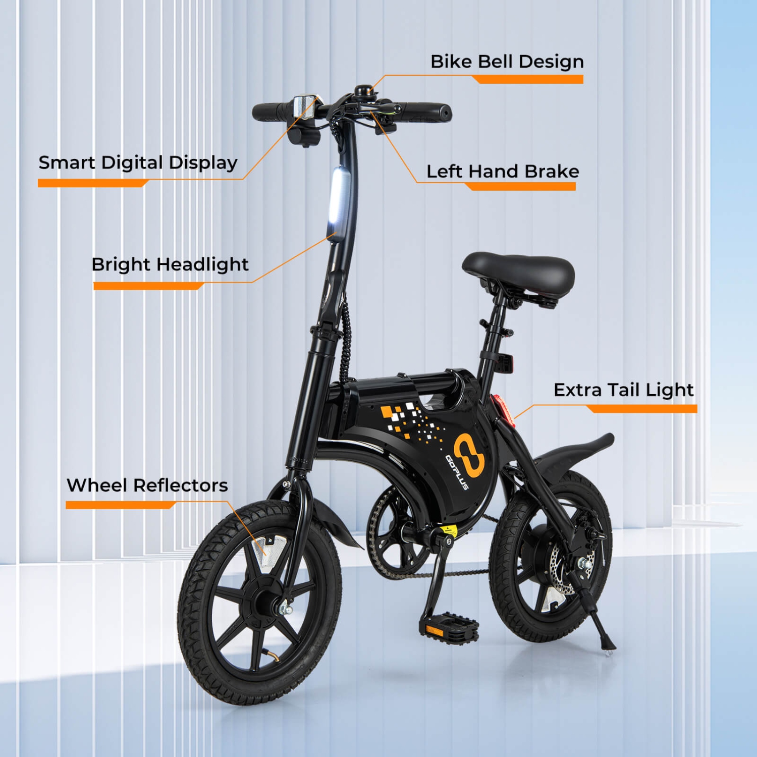 Goplus 14" Folding Electric Bike for Adults with Adjustable Saddle & Portable Handle, 350W Motor, 36V Battery, Range up to 32km