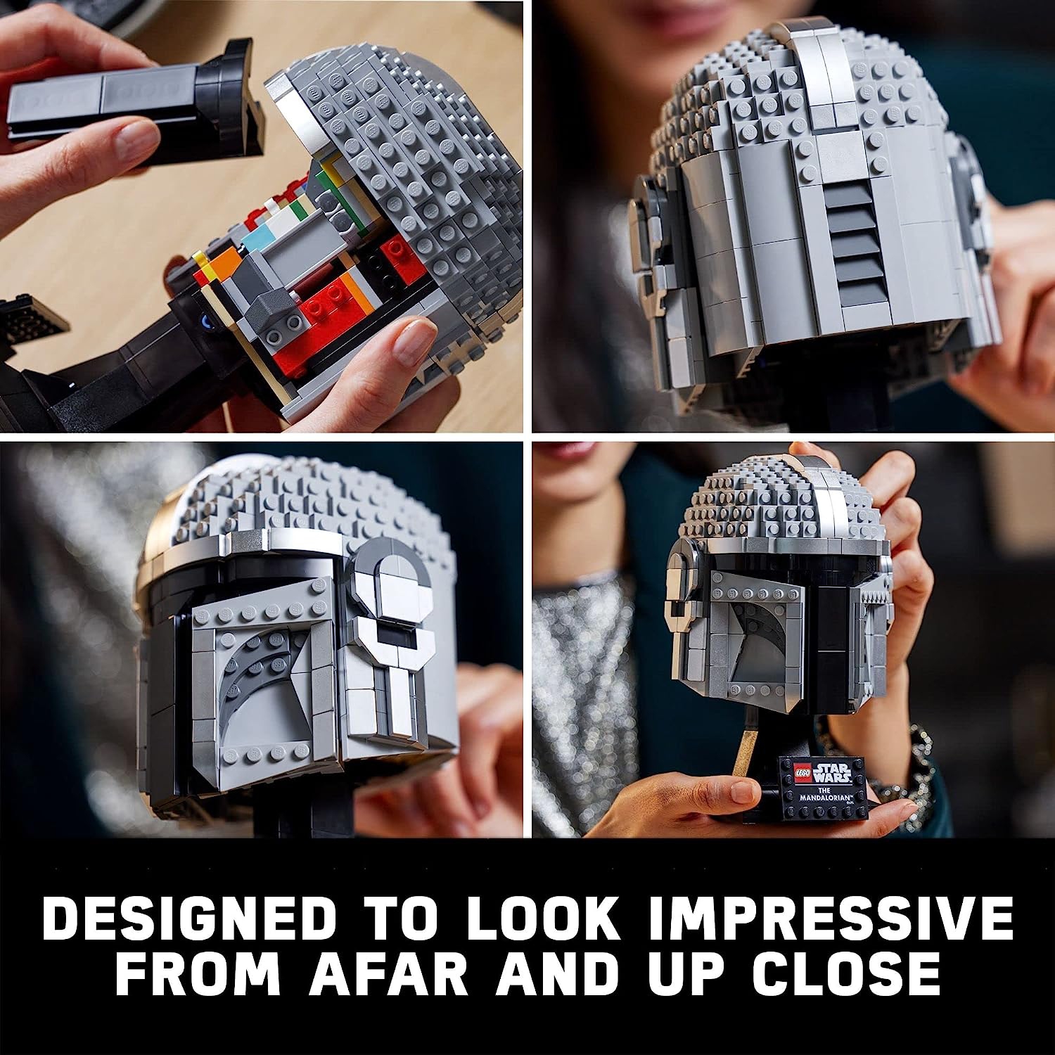 LEGO Star Wars, le casque du Mandalorien, ensemble de 75328 modèles à construire, ensemble de décoration de collection à présenter pour adultes,