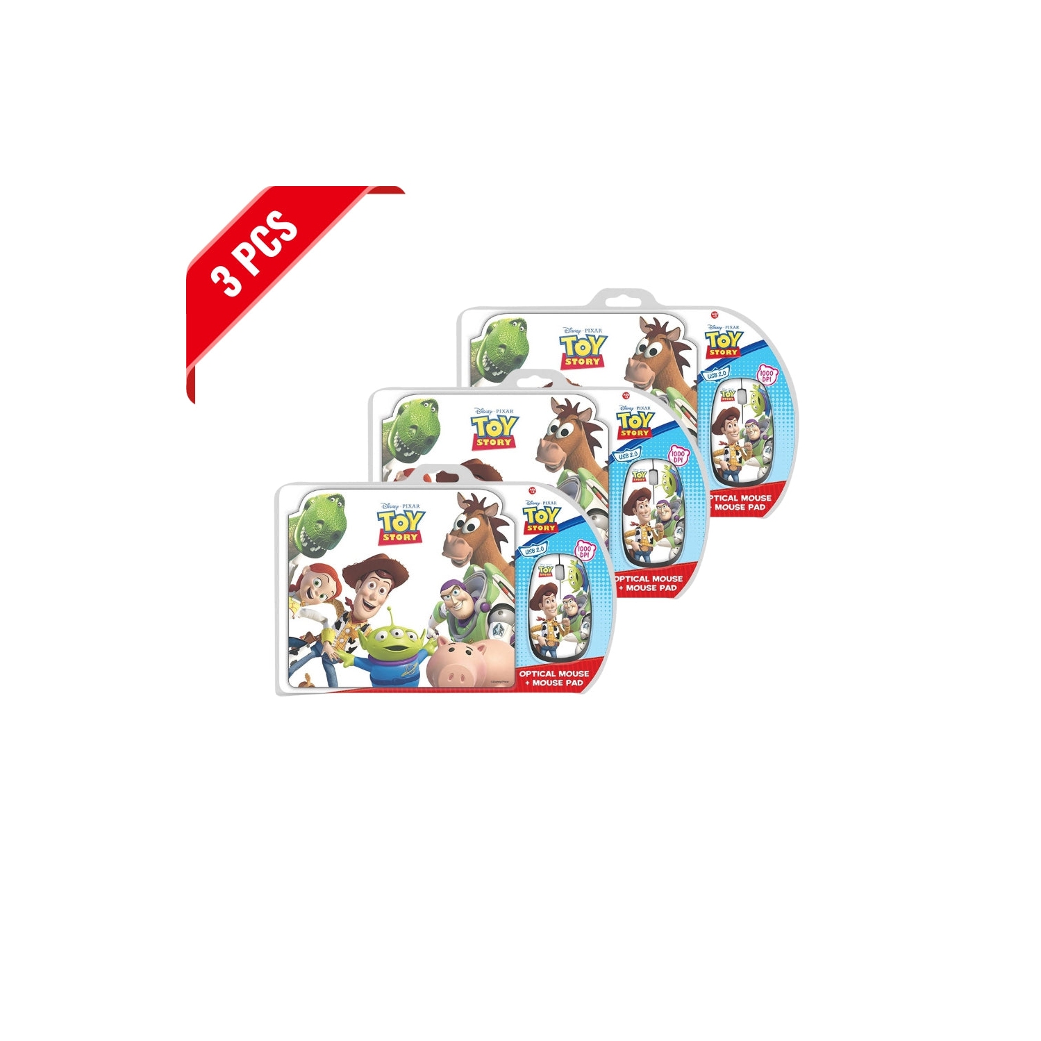 [Paquet de 3] Ensemble de tapis de souris et de souris optique histoire de jouets de Disney