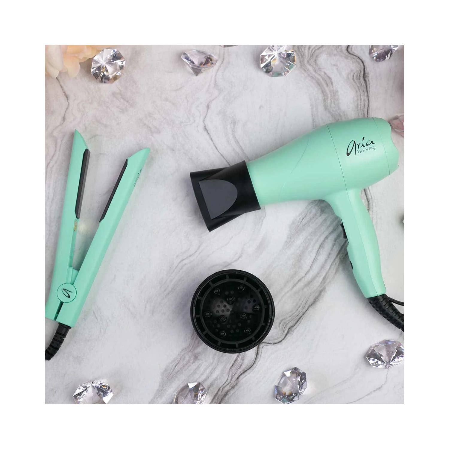 Aria Beauty - Mini ensemble de voyage : Fer plat et sarcelle sèche