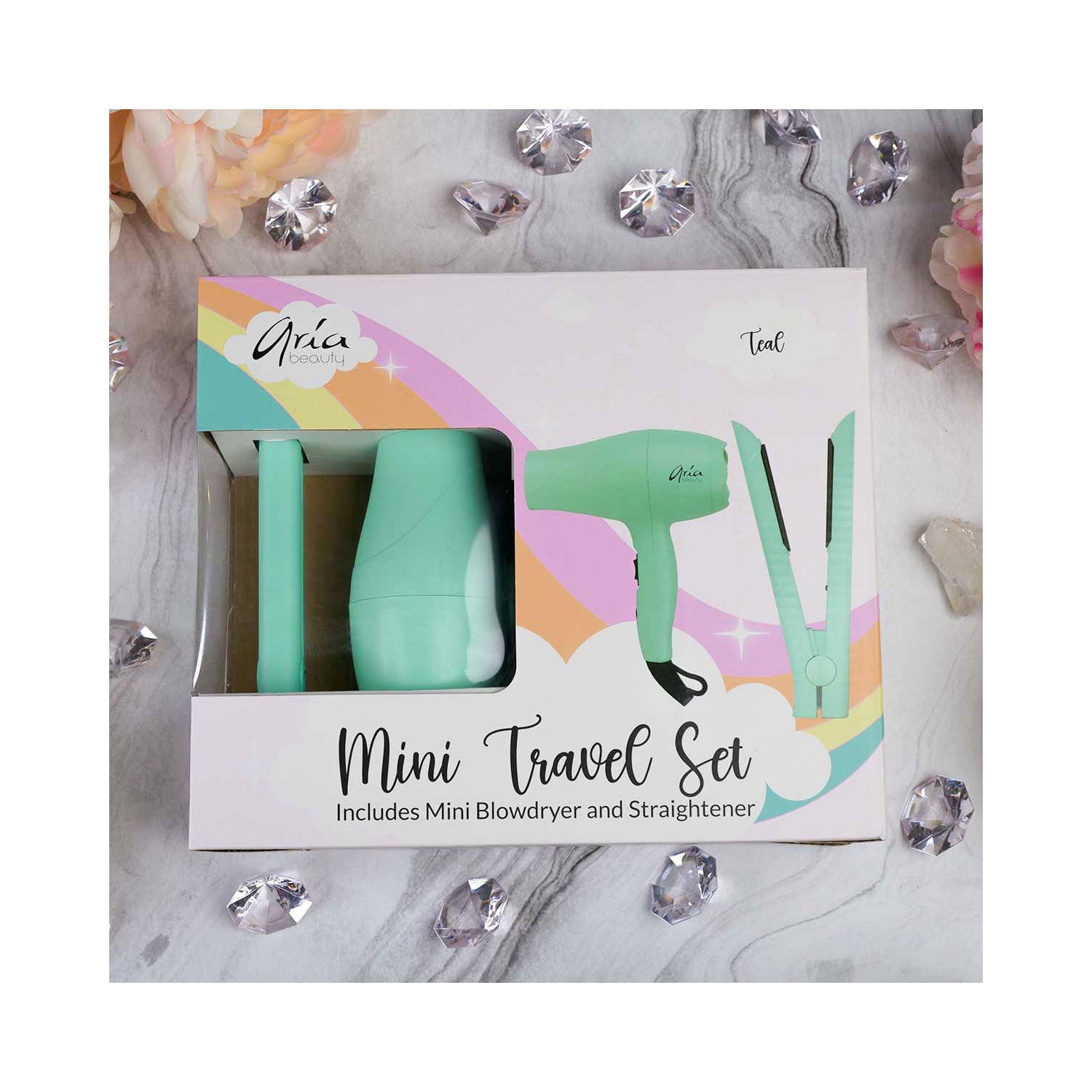 Aria Beauty - Mini ensemble de voyage : Fer plat et sarcelle sèche