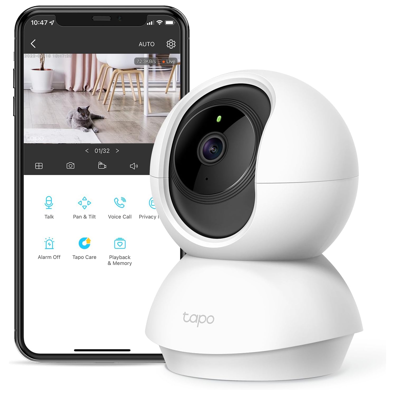 TP-Link Tapo Smart Pan/Tilt Indoor Security Camera, 360° Motion Tracking, 1080p Full HD WiFi Camera for Pet/Baby