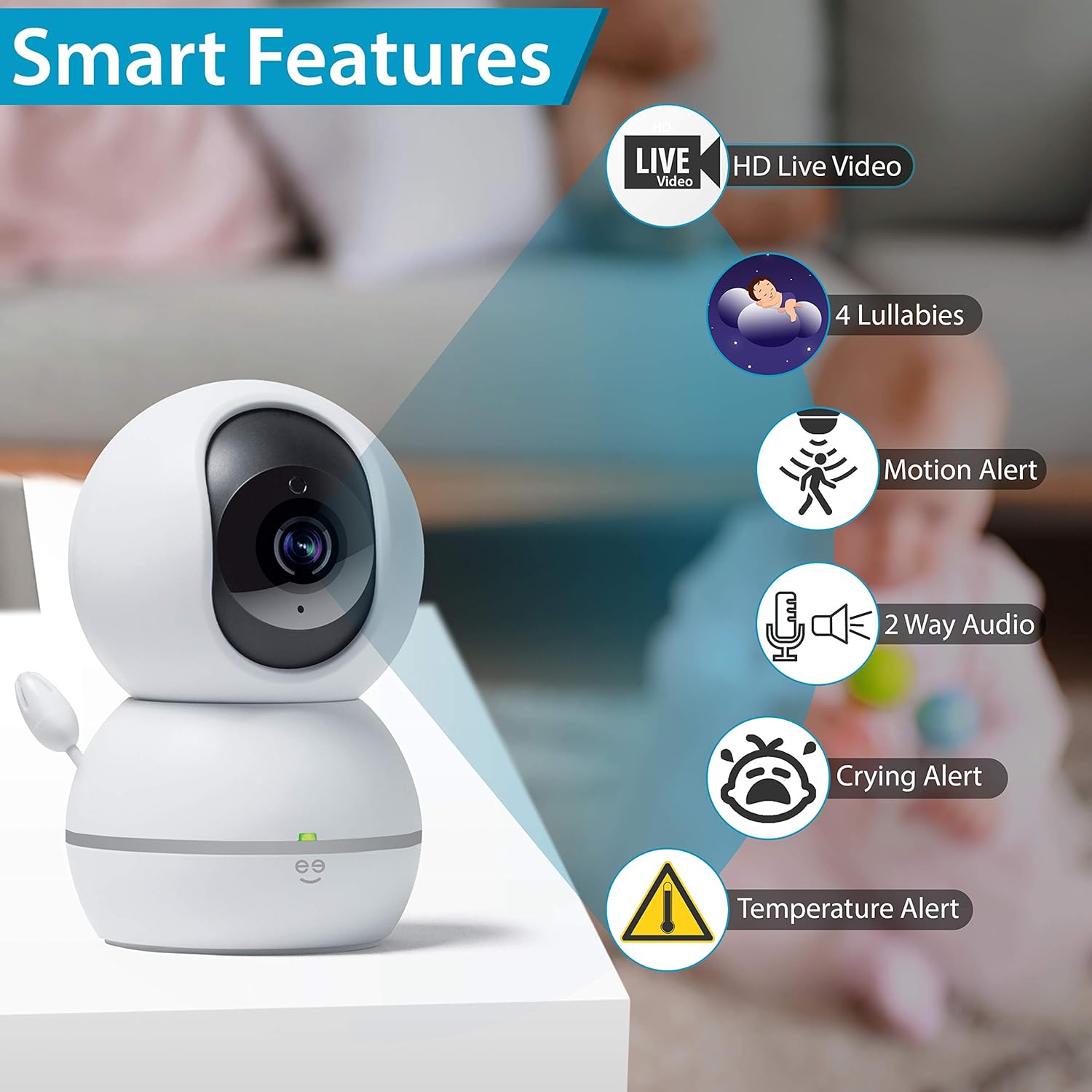 Geeni Smart Home Pet and Baby Monitor with Camera, 1080p Wireless WiFi Camera with Motion and Sound Alert