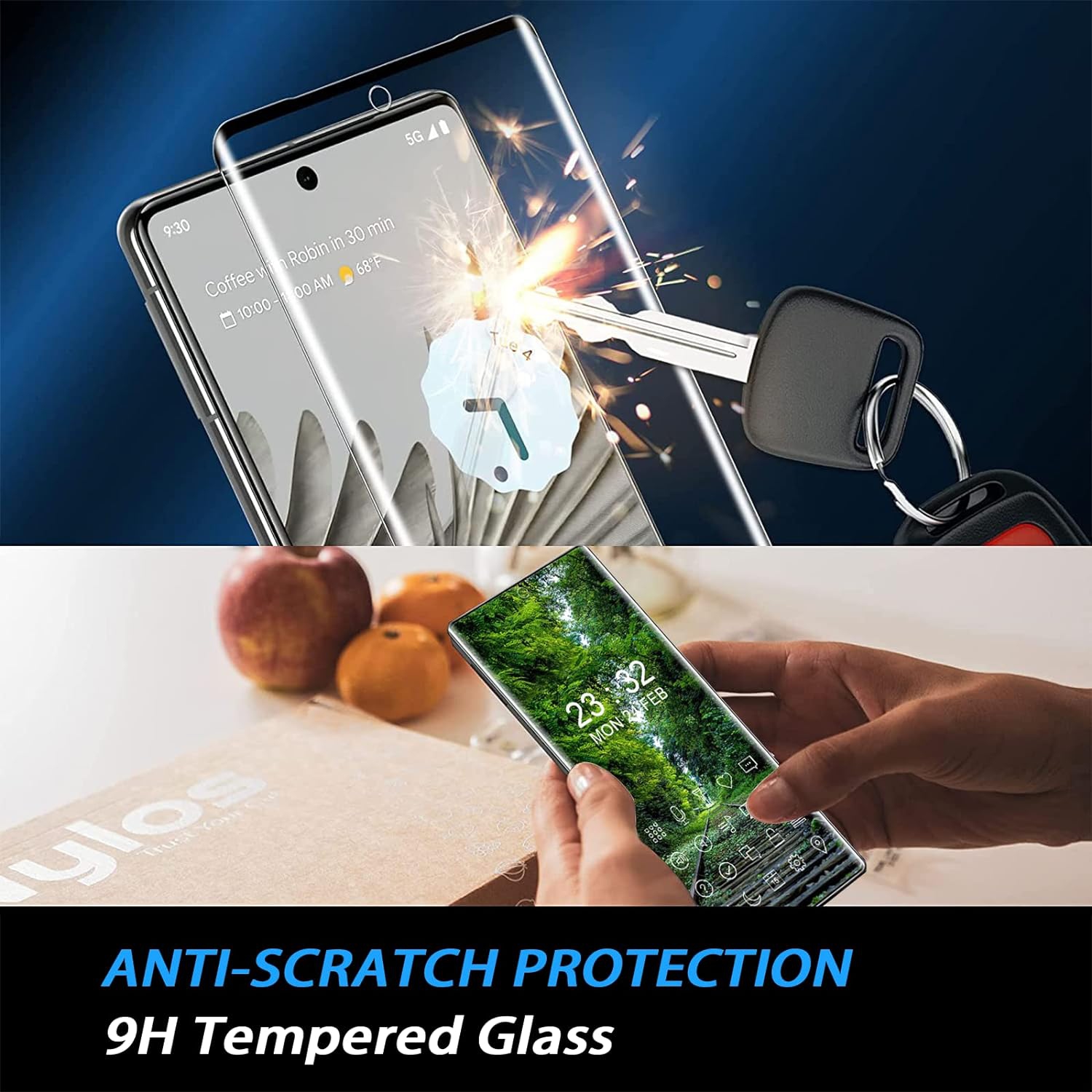 Pour le protecteur d'écran pour Pixel 8 Pro de Google - Installation facile, verre trempé 9H avec protecteurs de lentille de caméra - HD transparent,