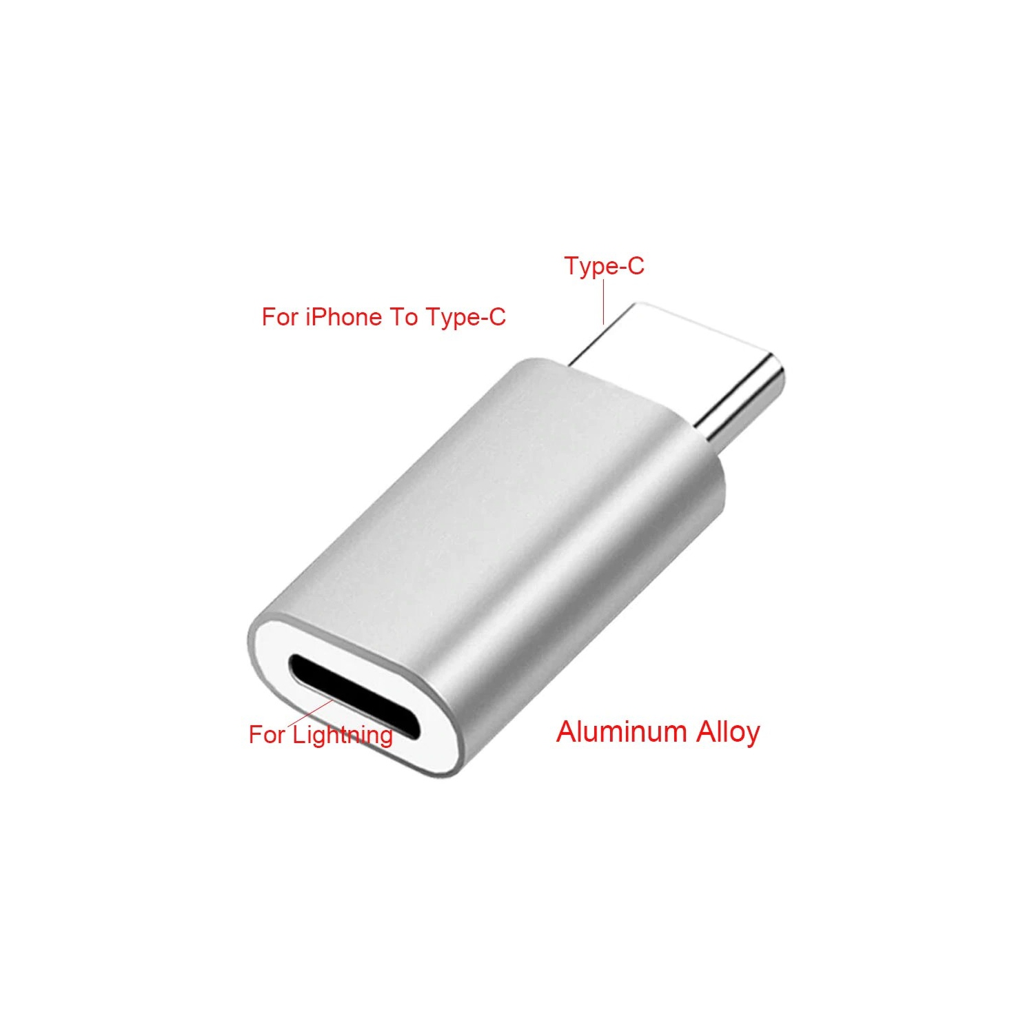 Adaptateur Lightning vers type C; port de convertisseur de câble de chargement de type C - Argenté