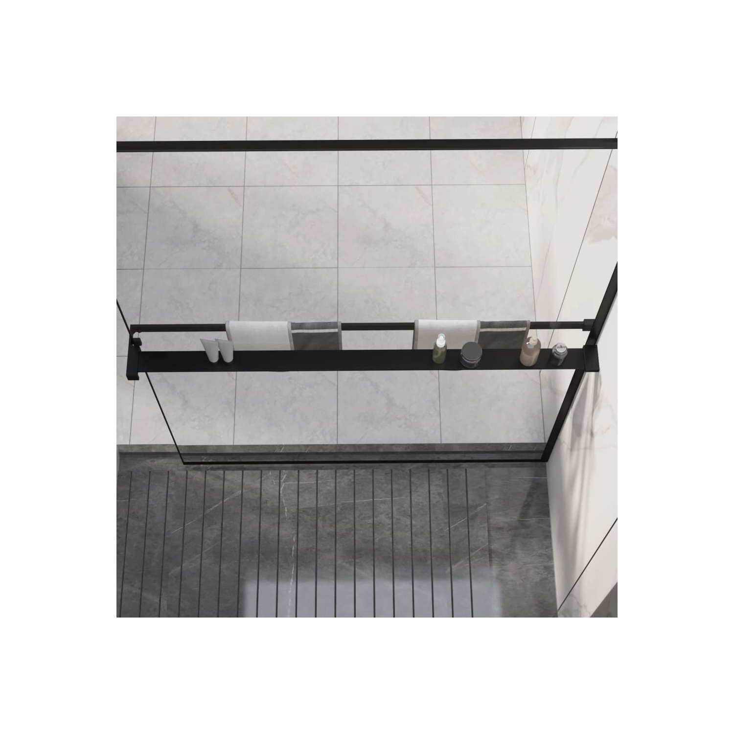 Tablette de douche VIdaXL pour mur de douche à enpas en aluminium 118&nbsp;cm noir