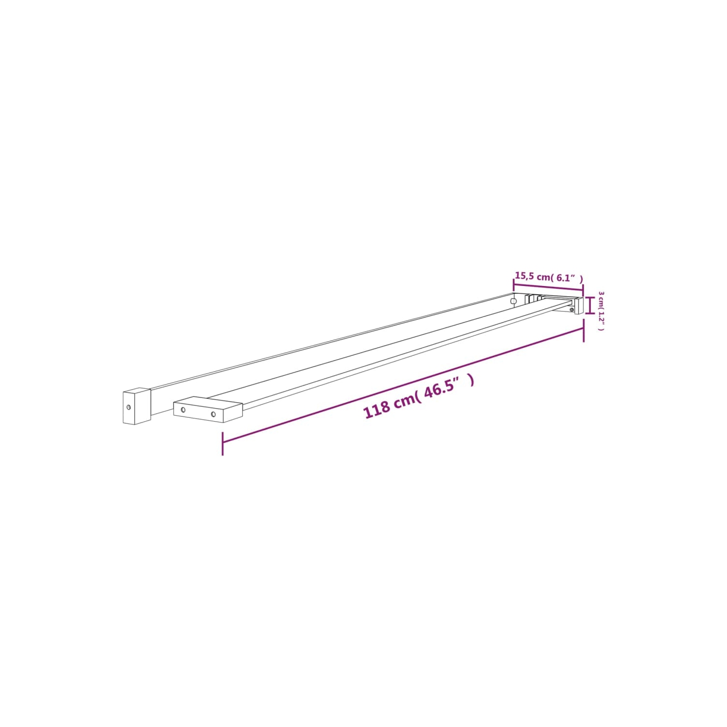 Tablette de douche VIdaXL pour mur de douche à enpas en aluminium 118&nbsp;cm noir