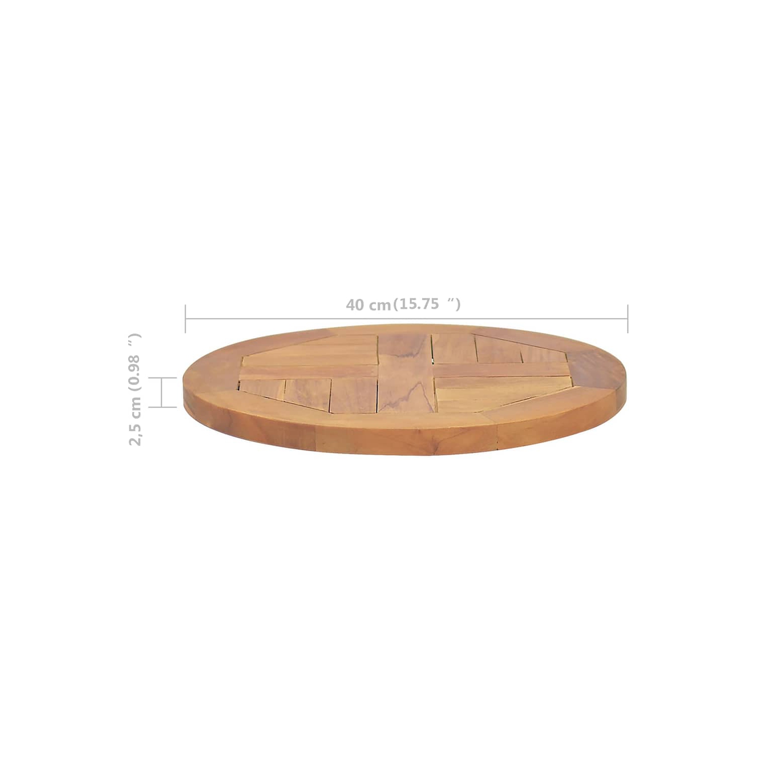 vidaXL Table Top Solid Teak Wood Round 2.5 cm 40 cm