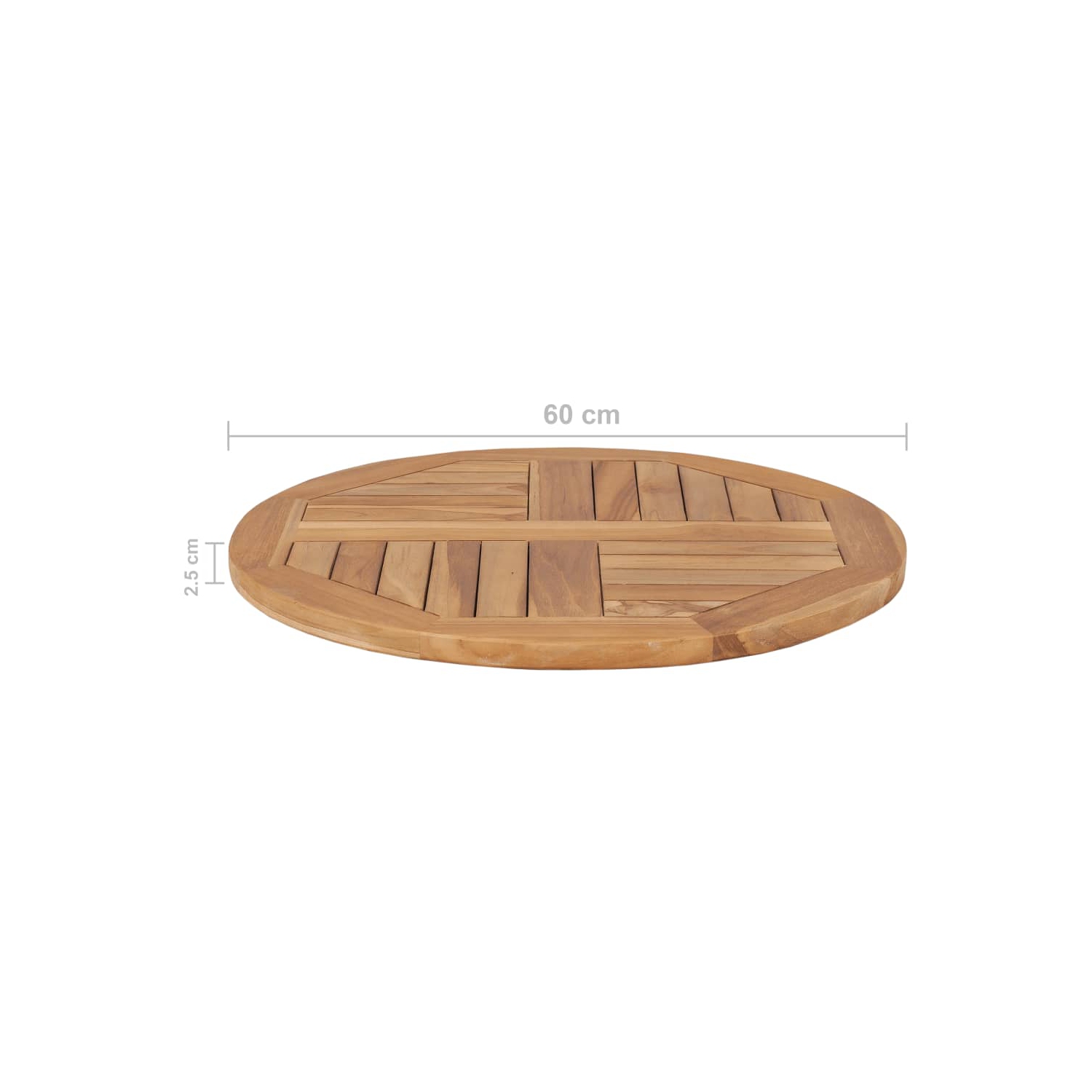 vidaXL Table Top Solid Teak Wood Round 2.5 cm 60 cm