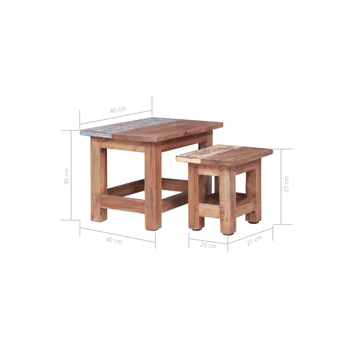 vidaXL Nesting Tables 2 pcs Solid Mahogany Wood