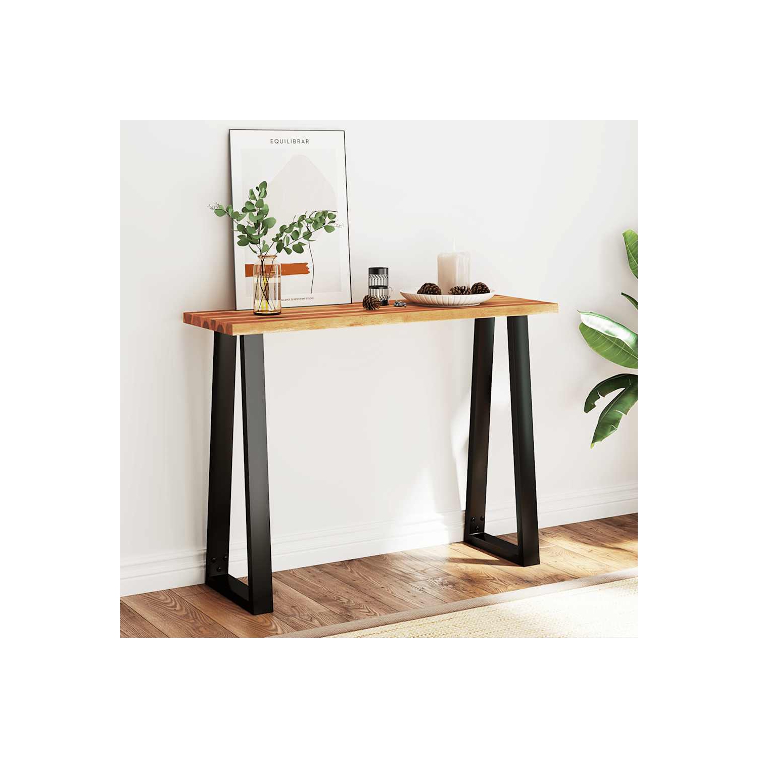 vidaXL Console Table with Live Edge 110x35x80 cm Solid Wood Acacia