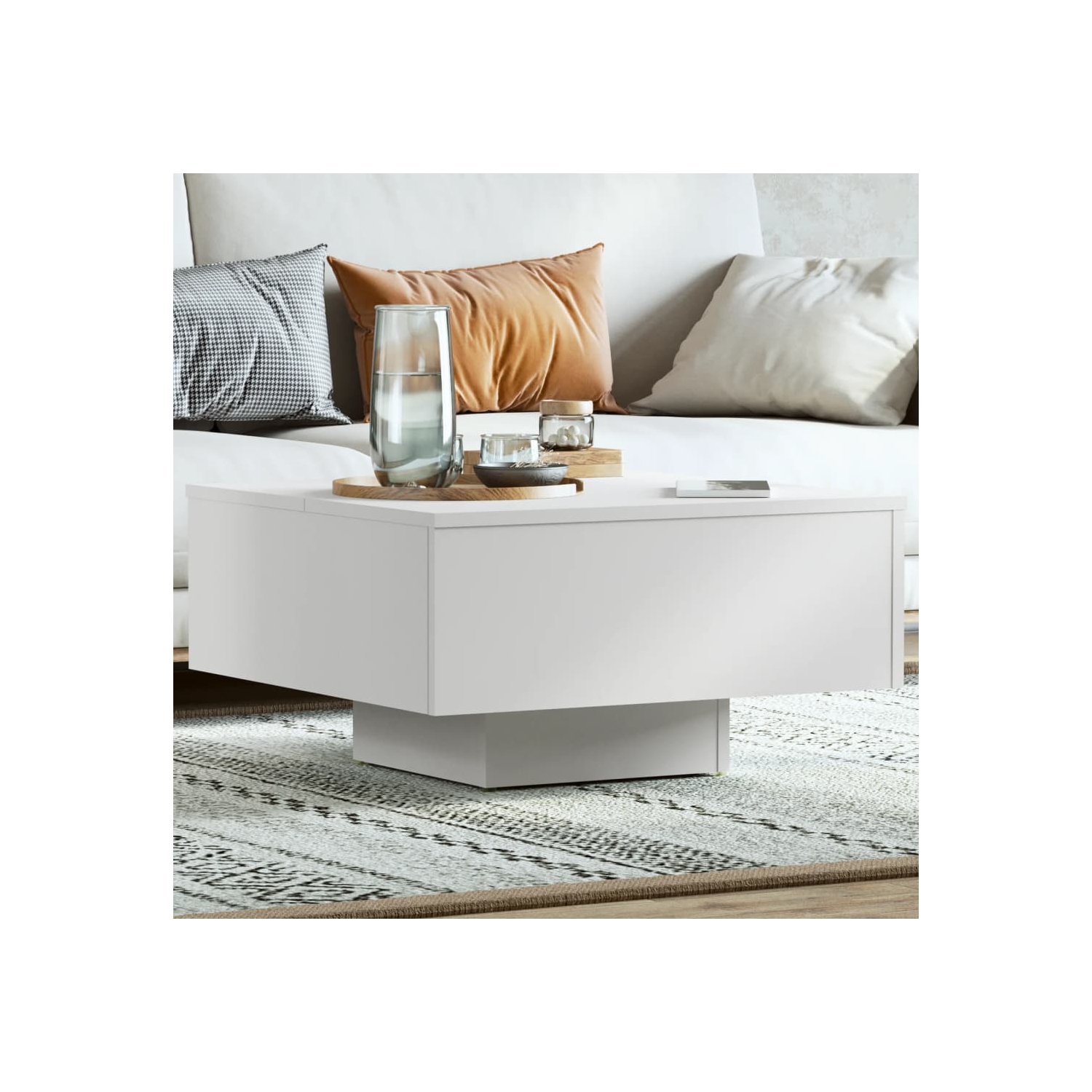 Table basse VidaXL en bois d'ingénierie blanc 60 x 60 x 31,5 cm