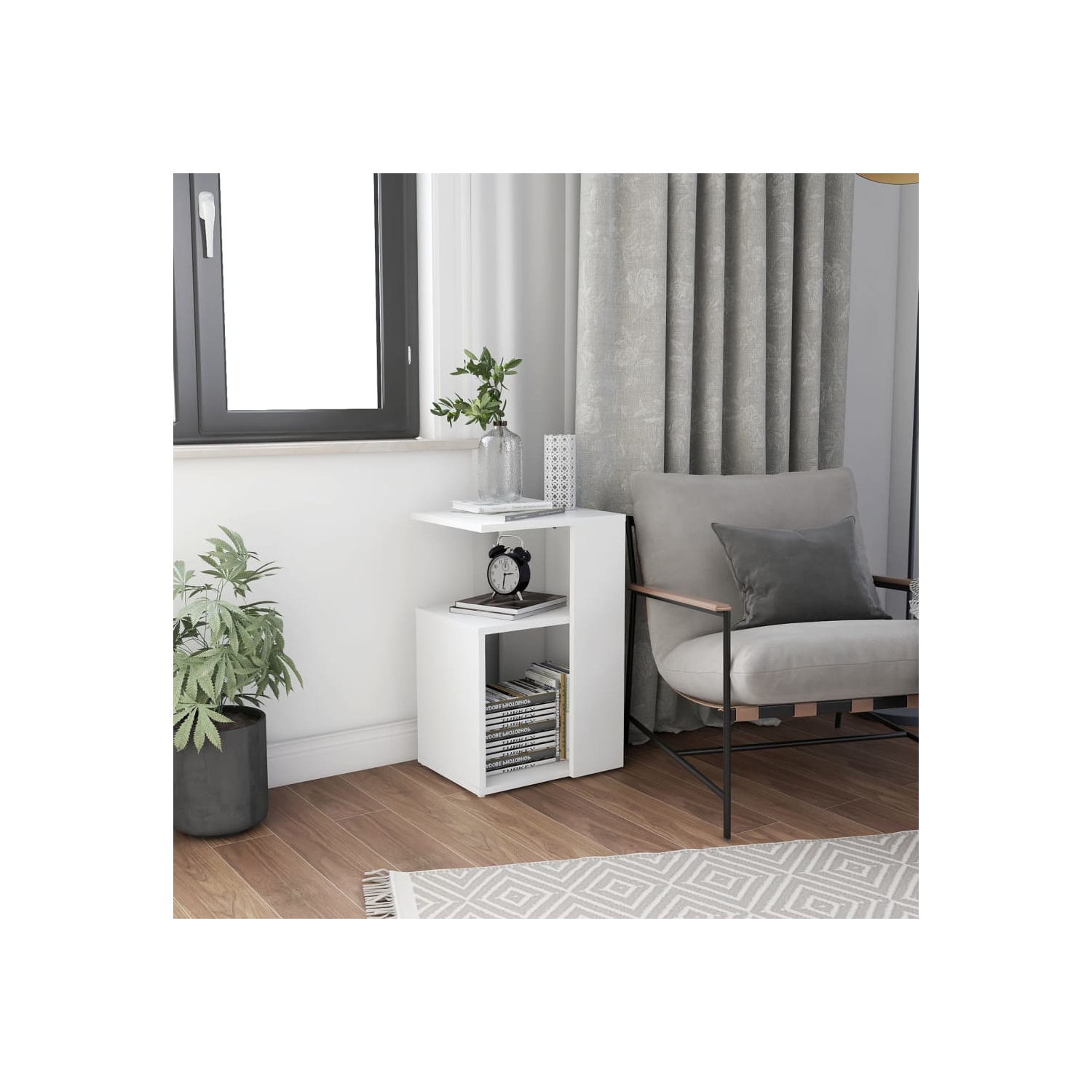 vidaXL Side Table White 36x30x56 cm Engineered Wood
