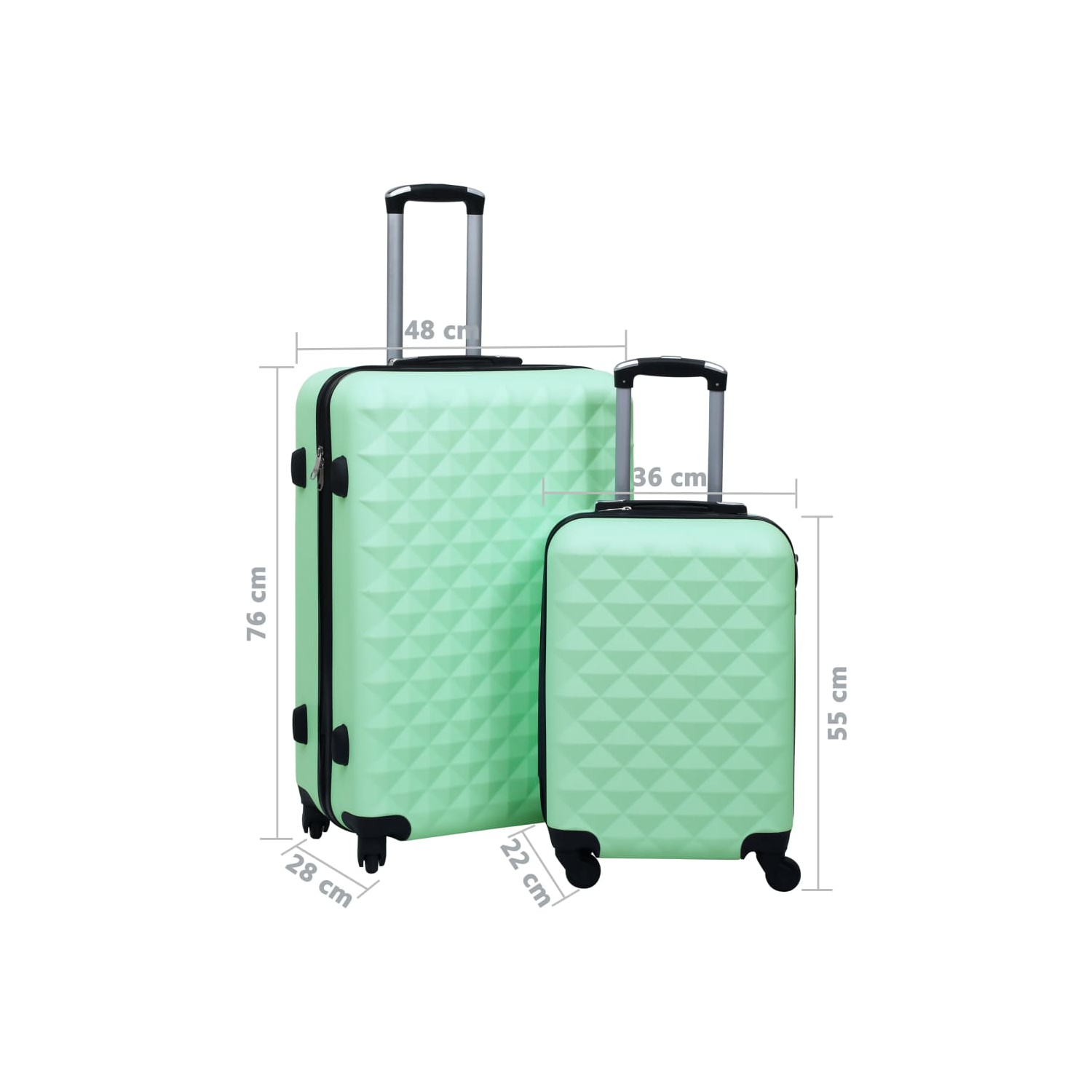 vidaXL Hardcase Trolley Set 2 pcs Mint ABS