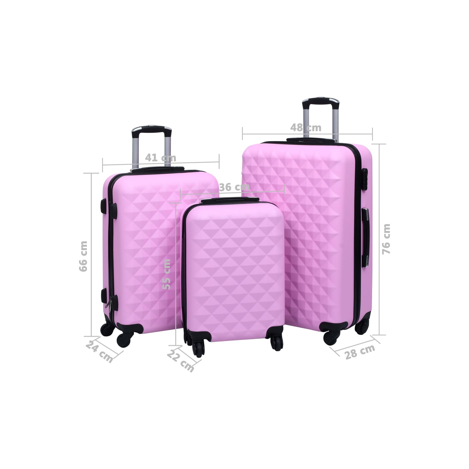 vidaXL Hardcase Trolley Set 3 pcs Pink ABS