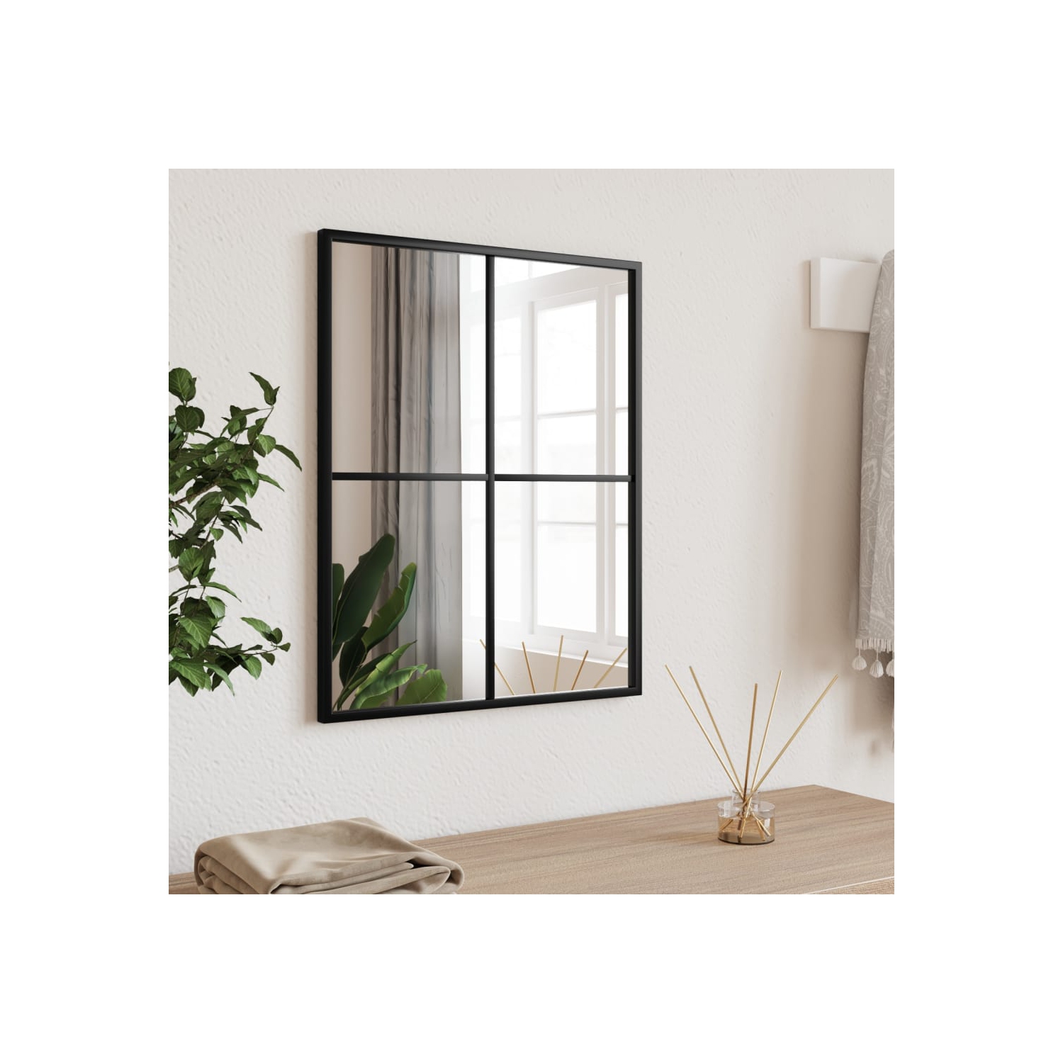 vidaXL Wall Mirror Black 40x50 cm Rectangle Iron